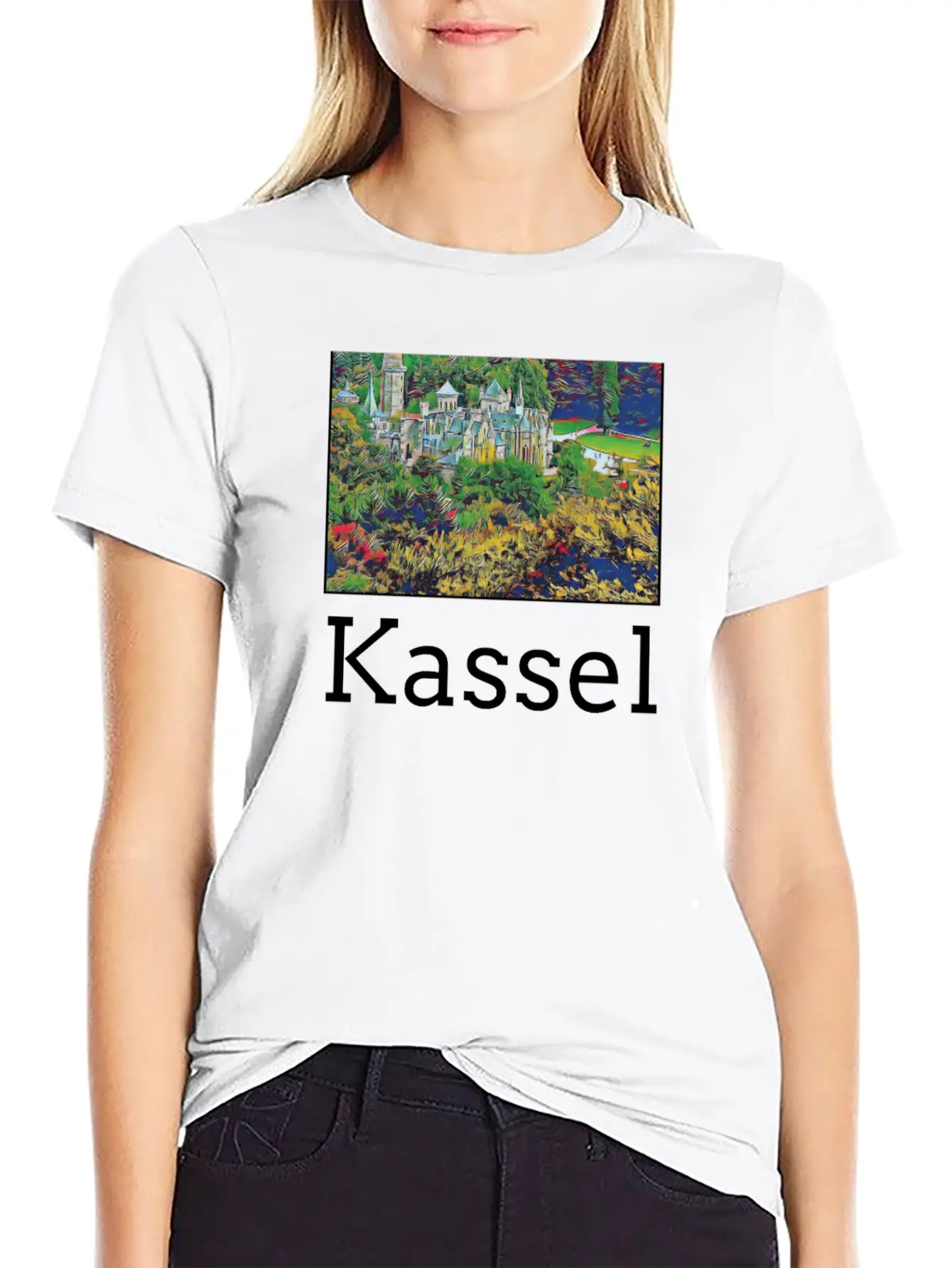Kassel City Skyline Sights Silhouette Landmark Unisex Casual T-Shirt – Clean Design For Daily Comfort