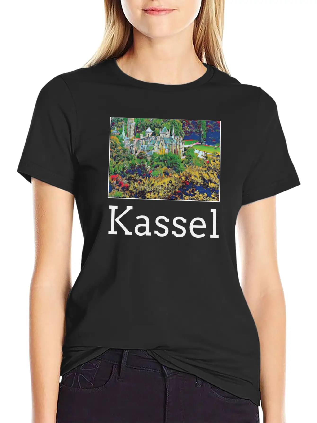 Kassel City Skyline Sights Silhouette Landmark Unisex Casual T-Shirt – Clean Design For Daily Comfort