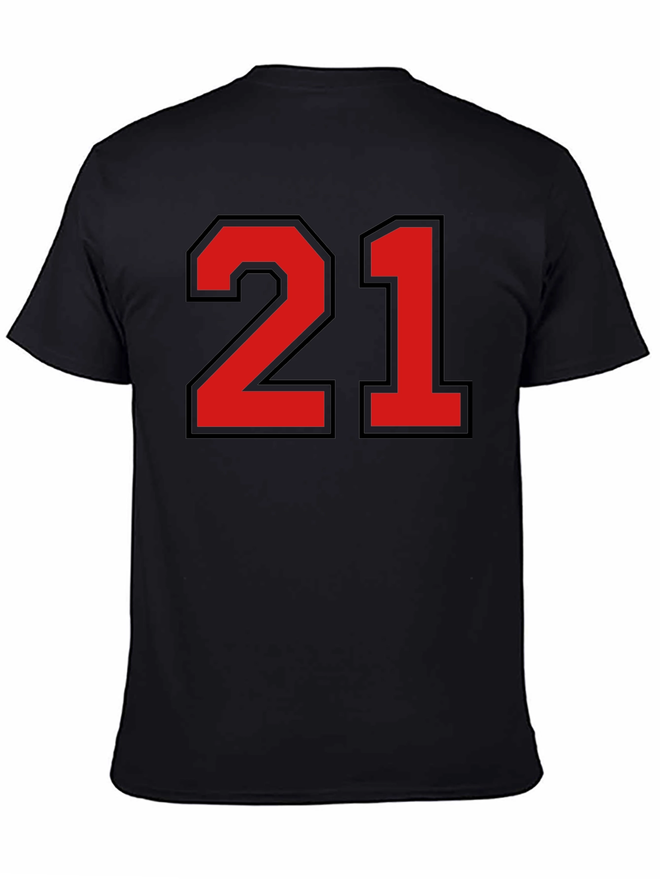 Bold Number 21 Graphic Tee - Black Cotton Jersey