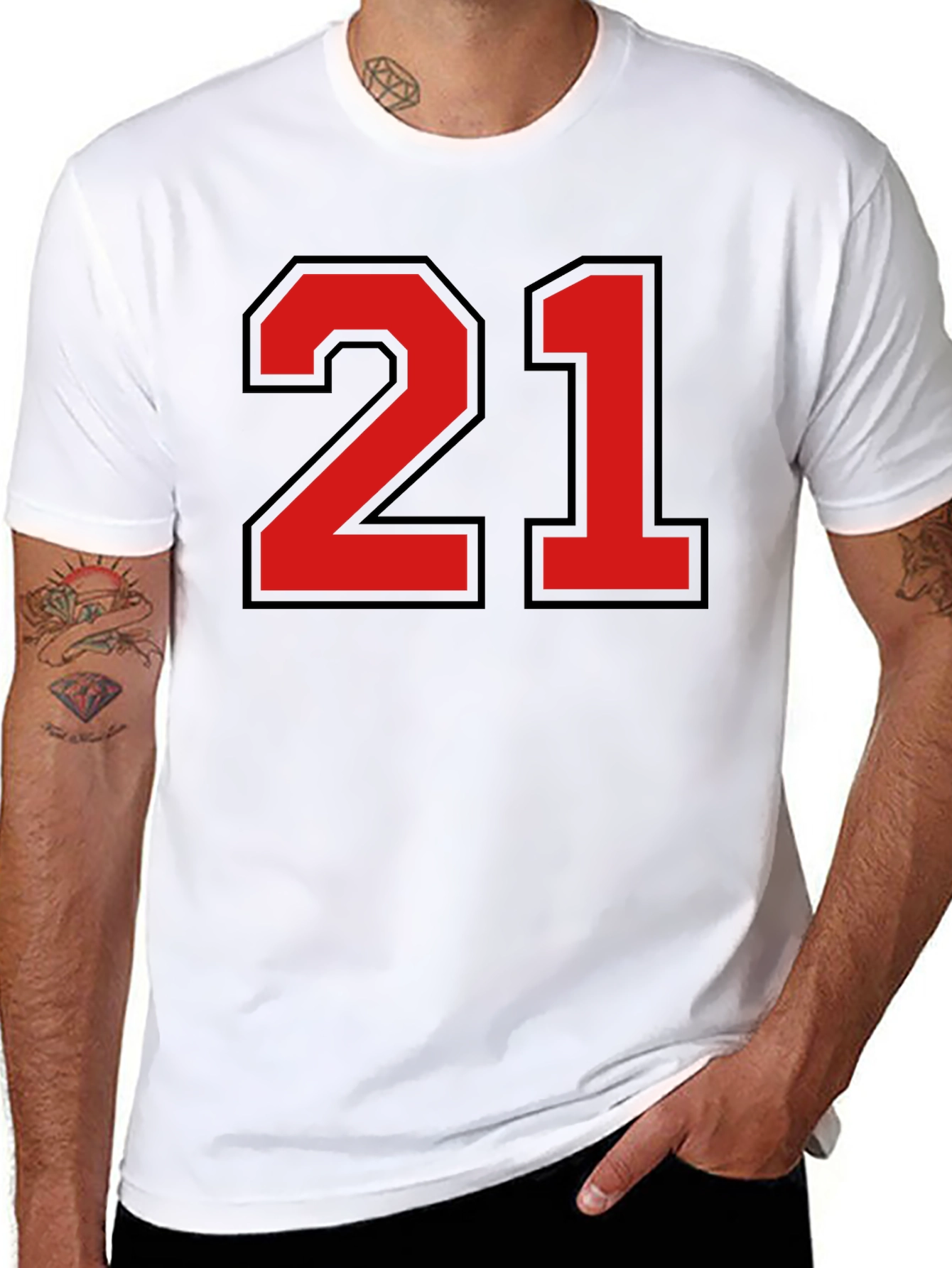 Bold Number 21 Graphic Tee - Black Cotton Jersey