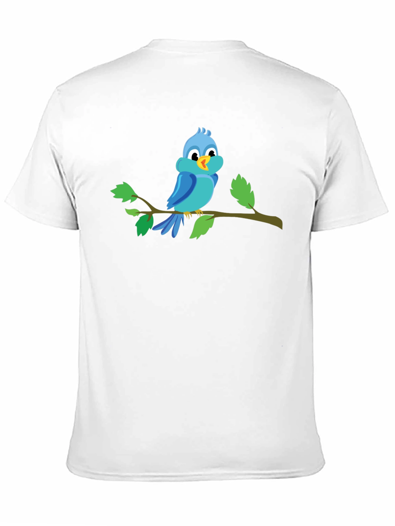 Blue Bird on Branch Black T-Shirt