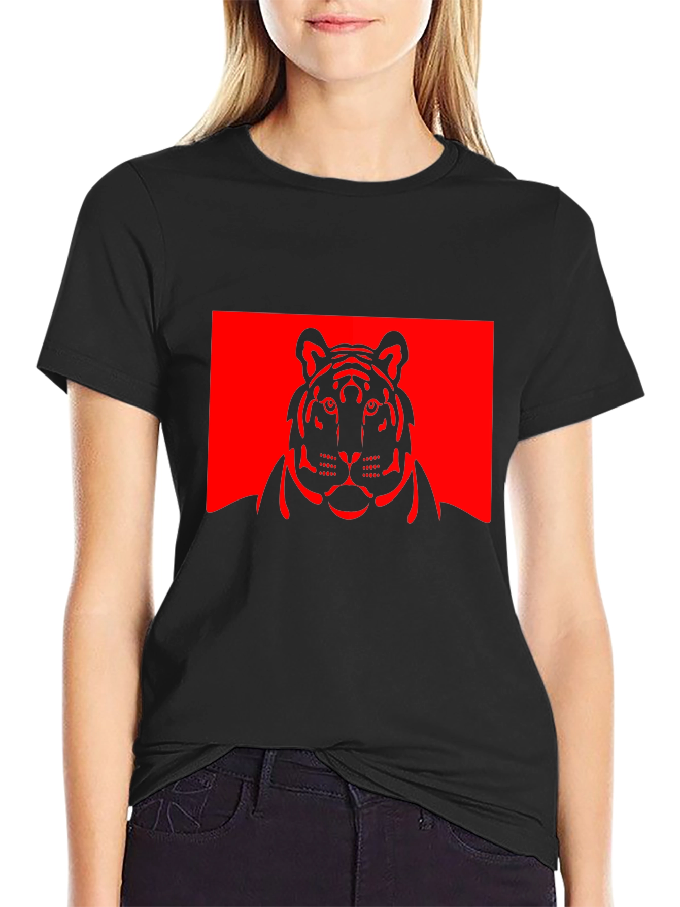 Tiger Graphic Tee - Bold Black Cotton T-Shirt