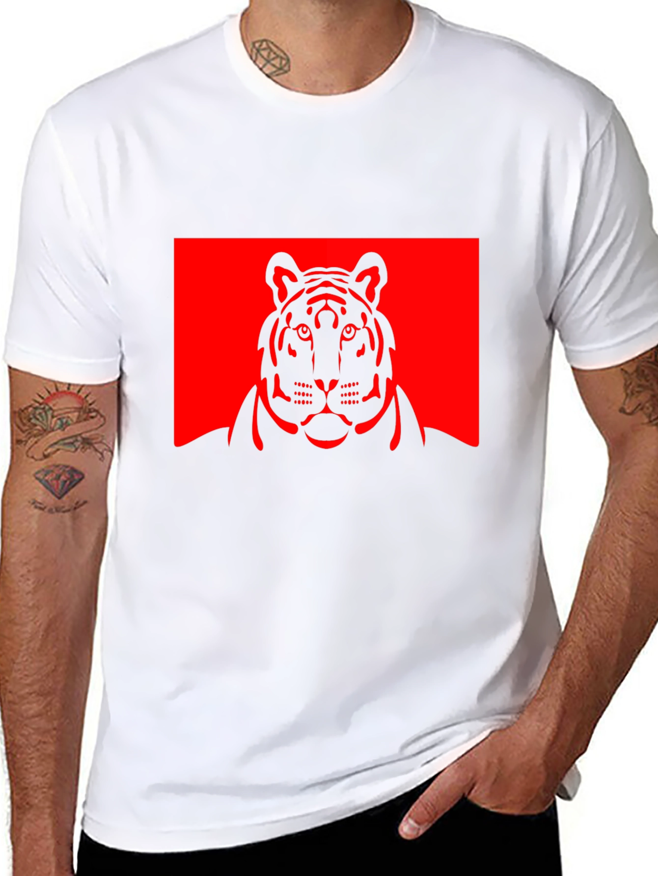 Tiger Graphic Tee - Bold Black Cotton T-Shirt