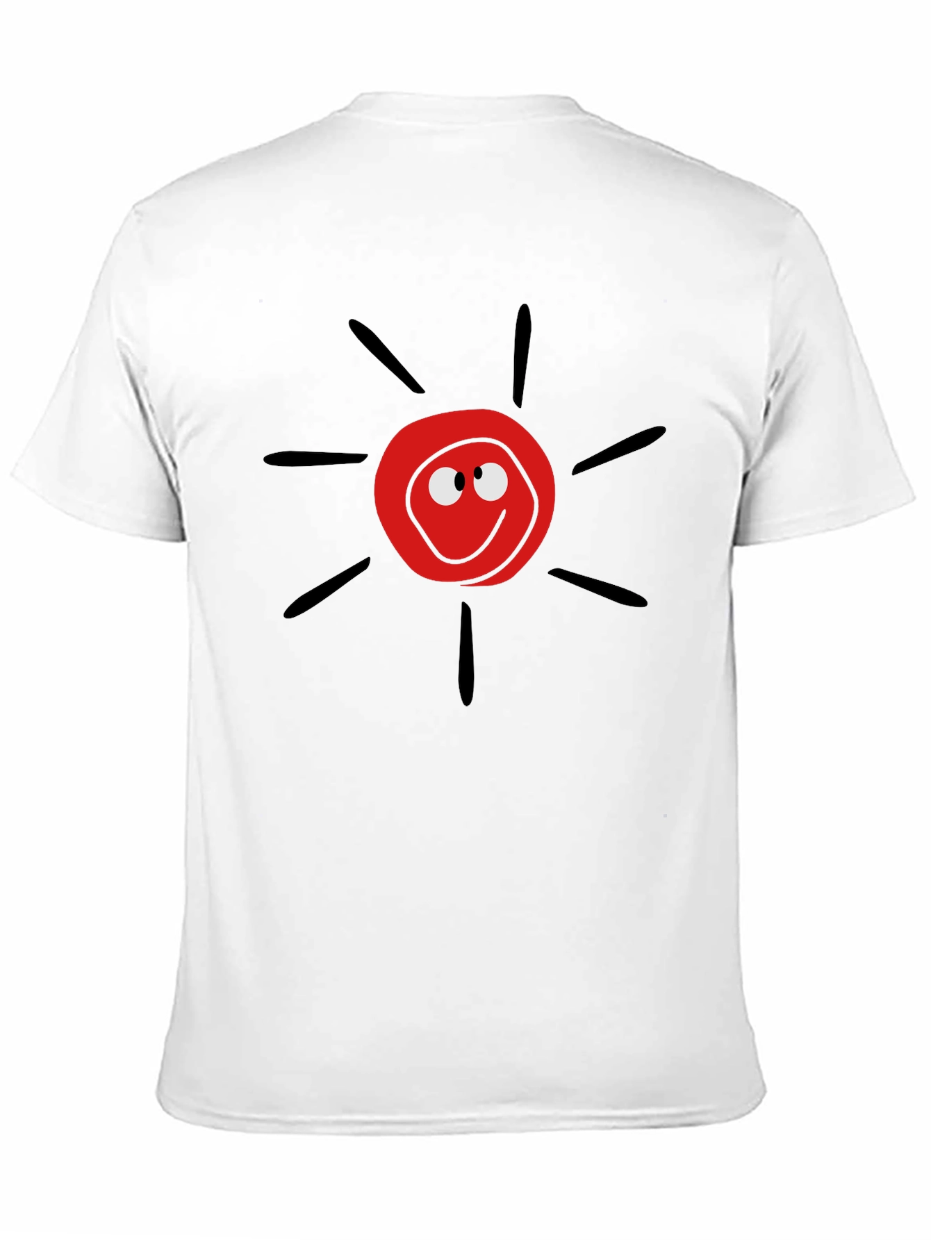 Cartoon Sun Graphic Tee - Black Casual T-Shirt