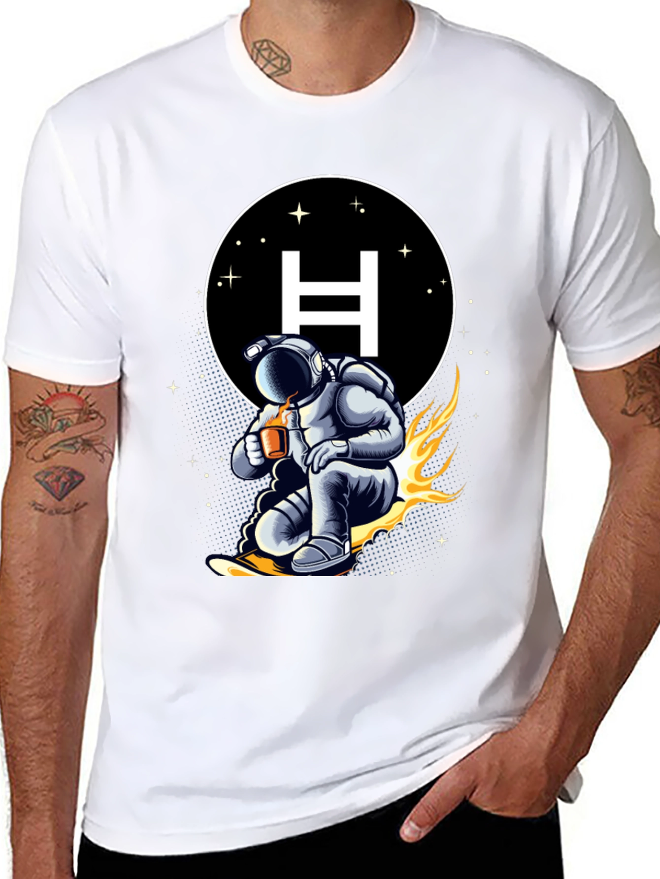 Astronaut Coffee Surf T-Shirt - Space Adventure Tee
