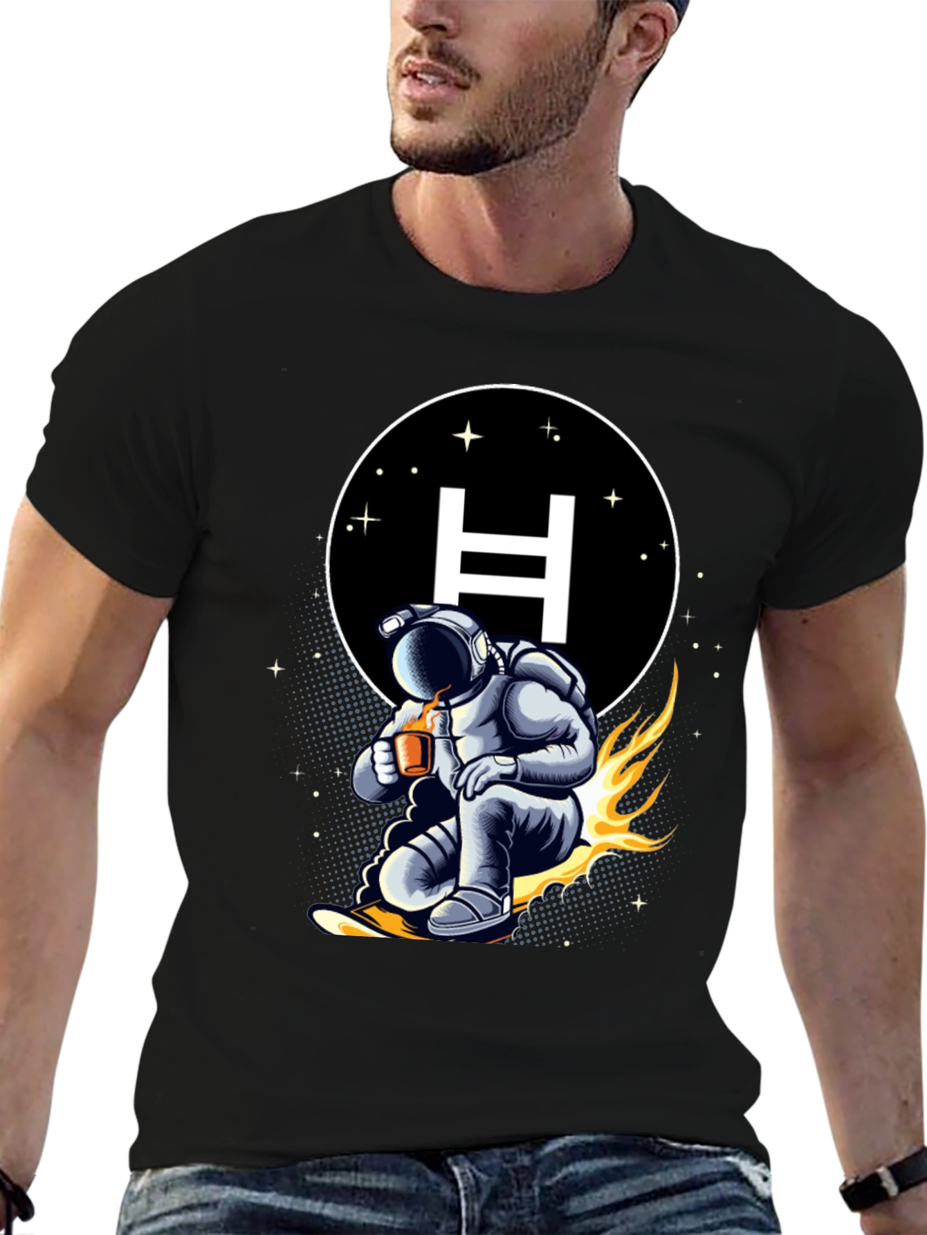 Astronaut Coffee Surf T-Shirt - Space Adventure Tee