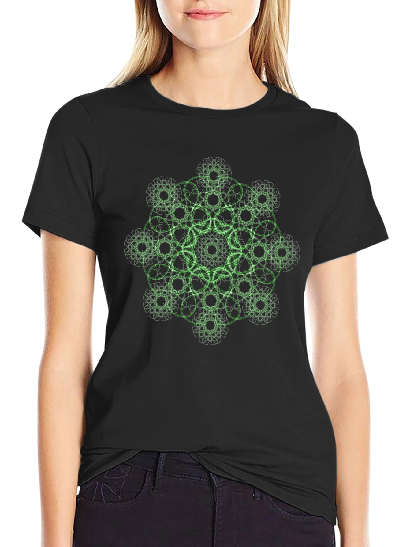 Geometric Fractal T-Shirt - Black