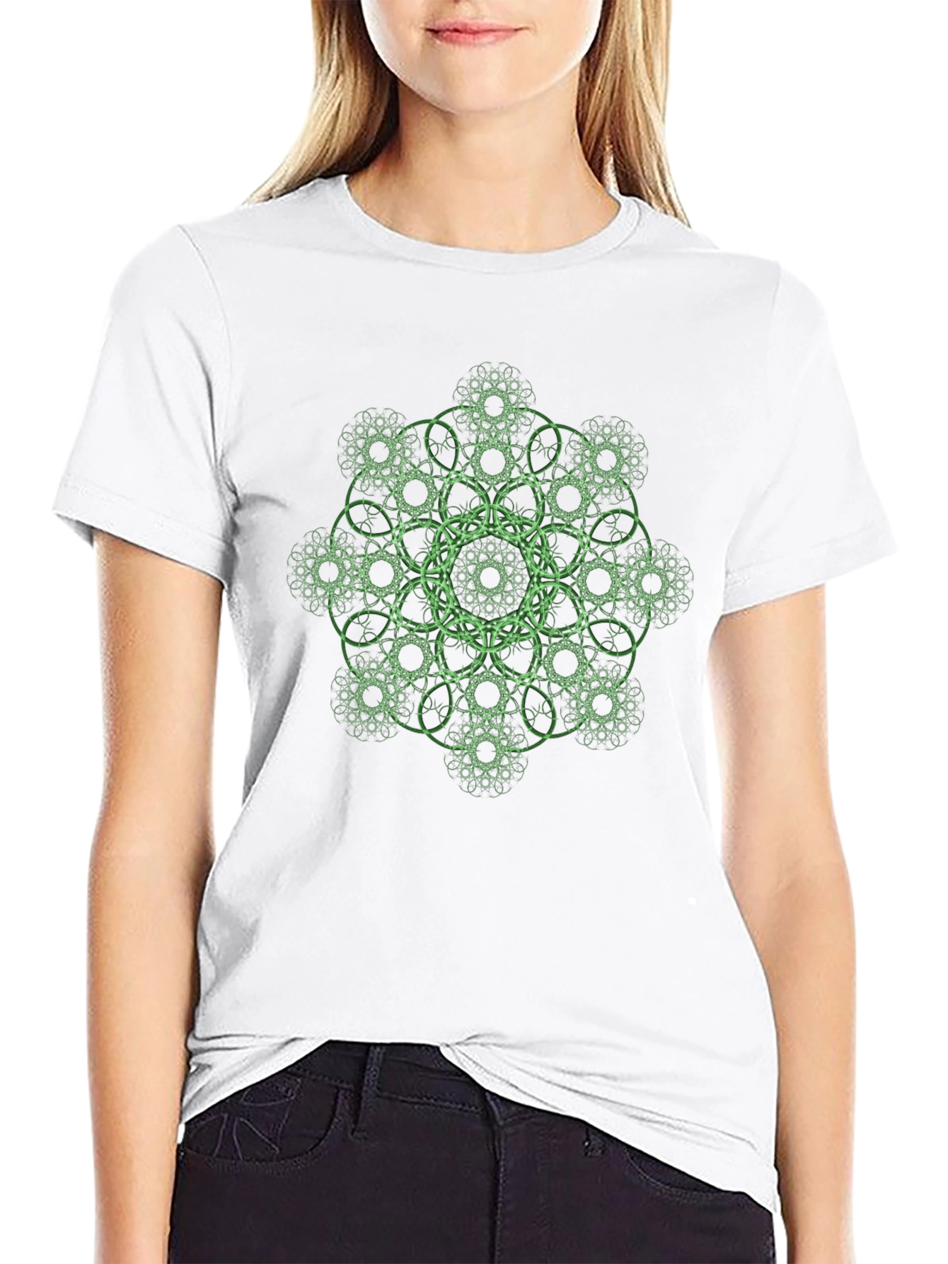 Geometric Fractal T-Shirt - Black