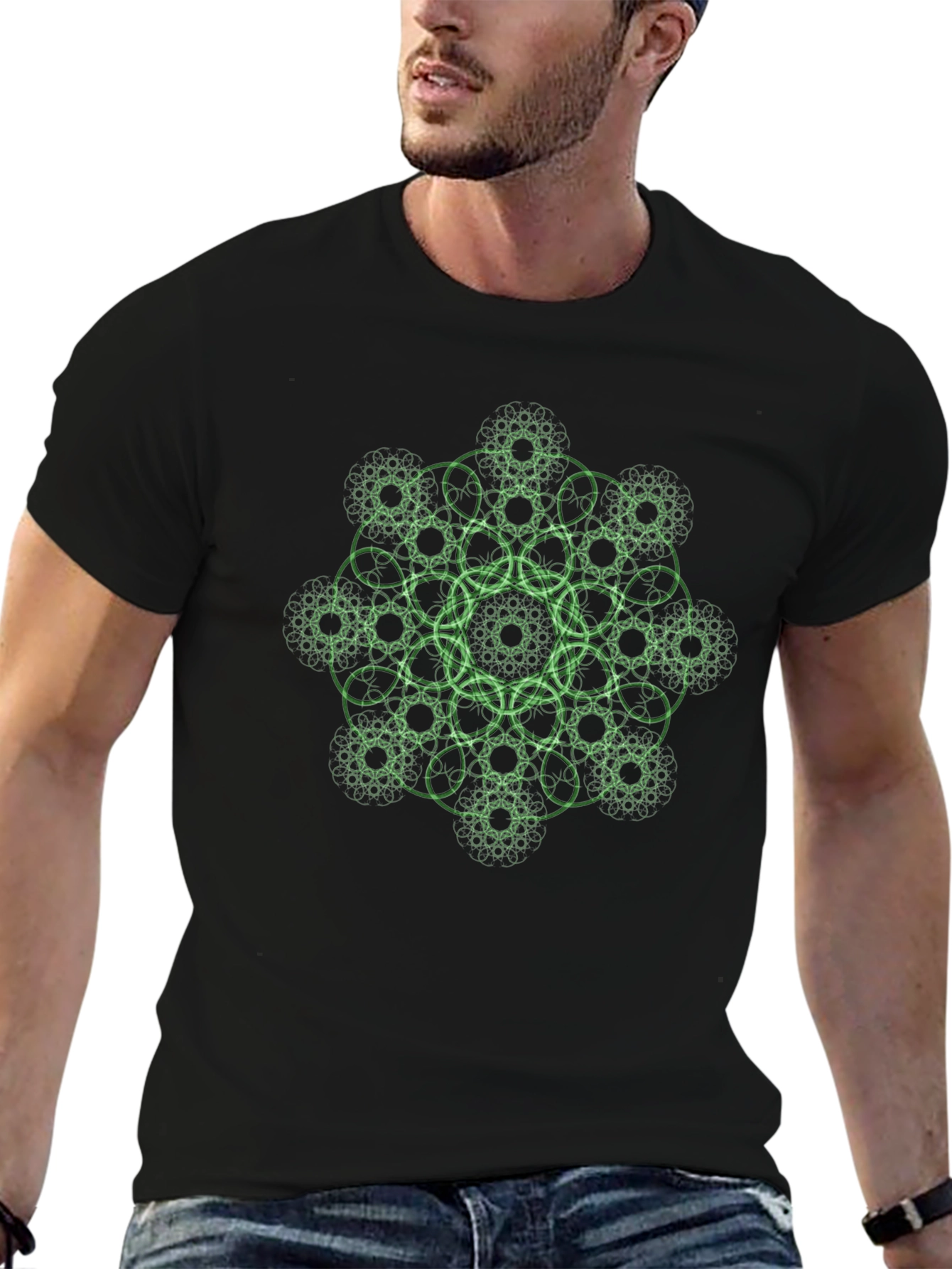 Geometric Fractal T-Shirt - Black