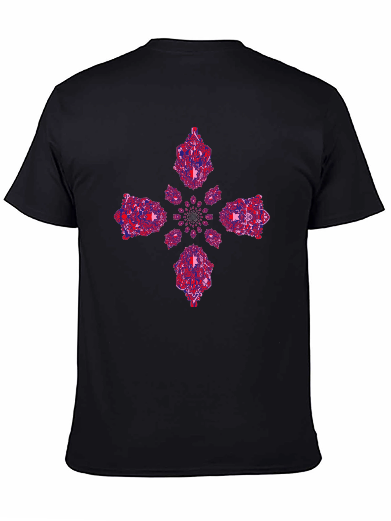 Abstract Kaleidoscope Graphic Print Black T-Shirt
