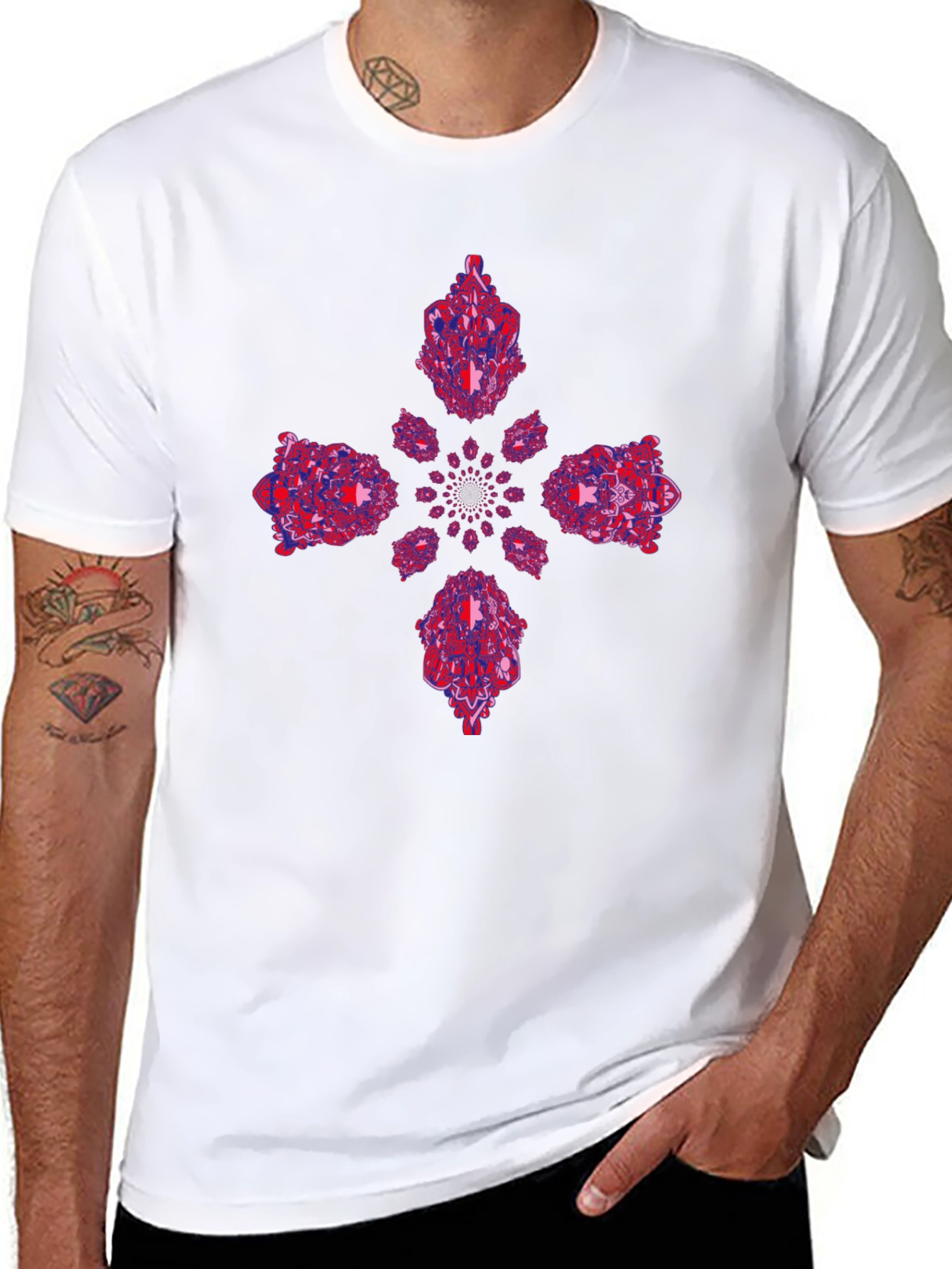 Abstract Kaleidoscope Graphic Print Black T-Shirt