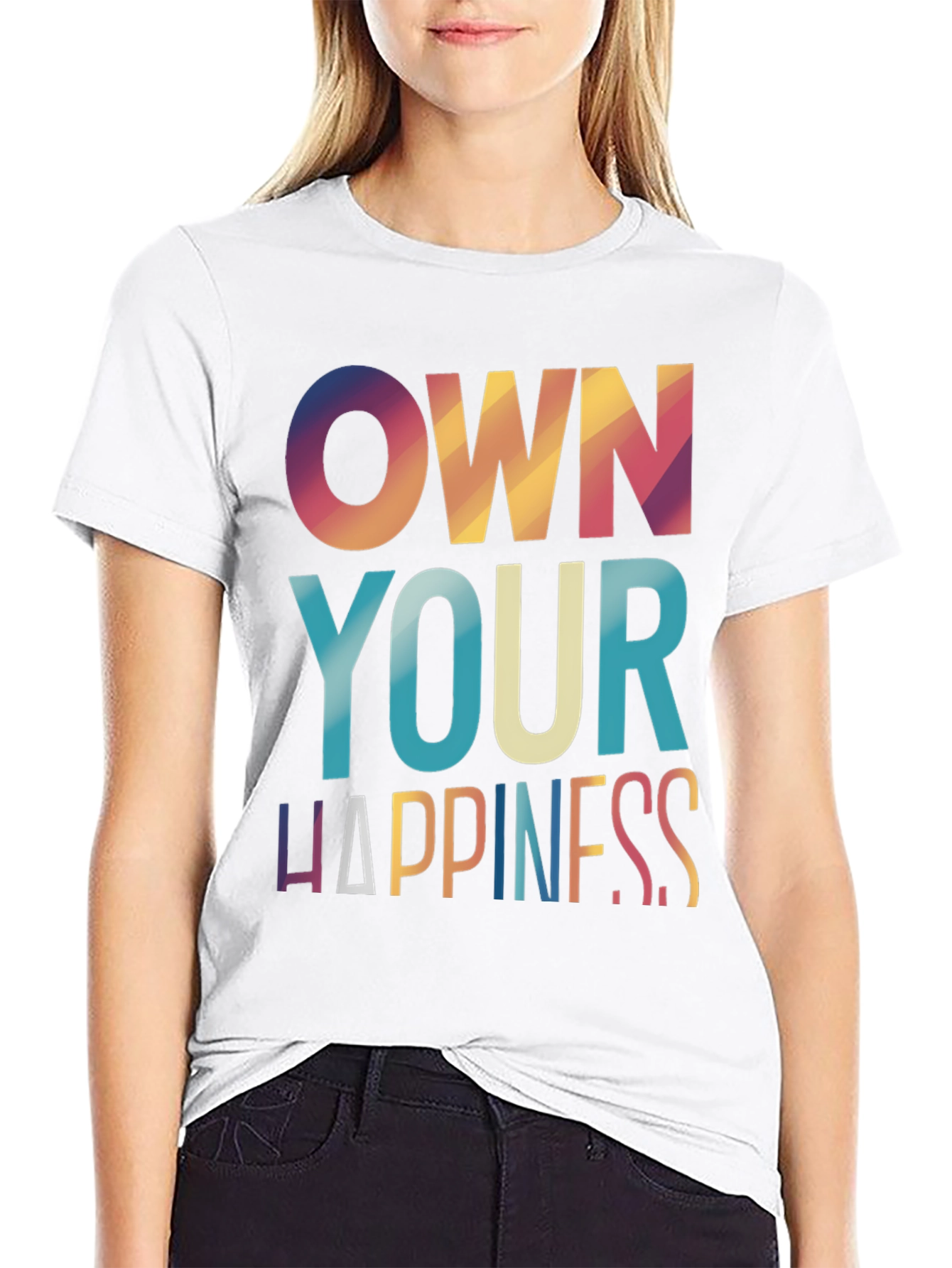 Own Your Happiness Graphic Tee - Black Casual T-Shirt