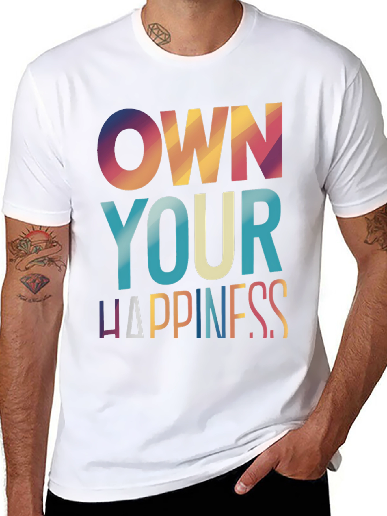 Own Your Happiness Graphic Tee - Black Casual T-Shirt