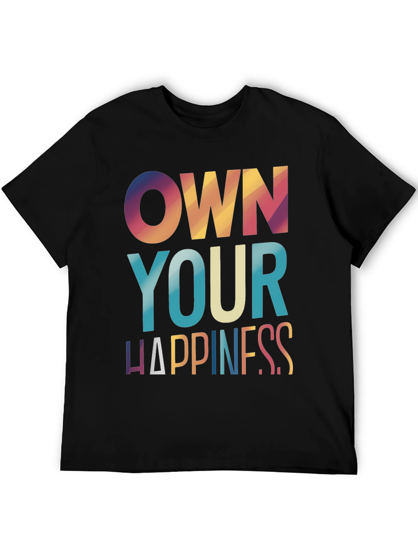 Own Your Happiness Graphic Tee - Black Casual T-Shirt