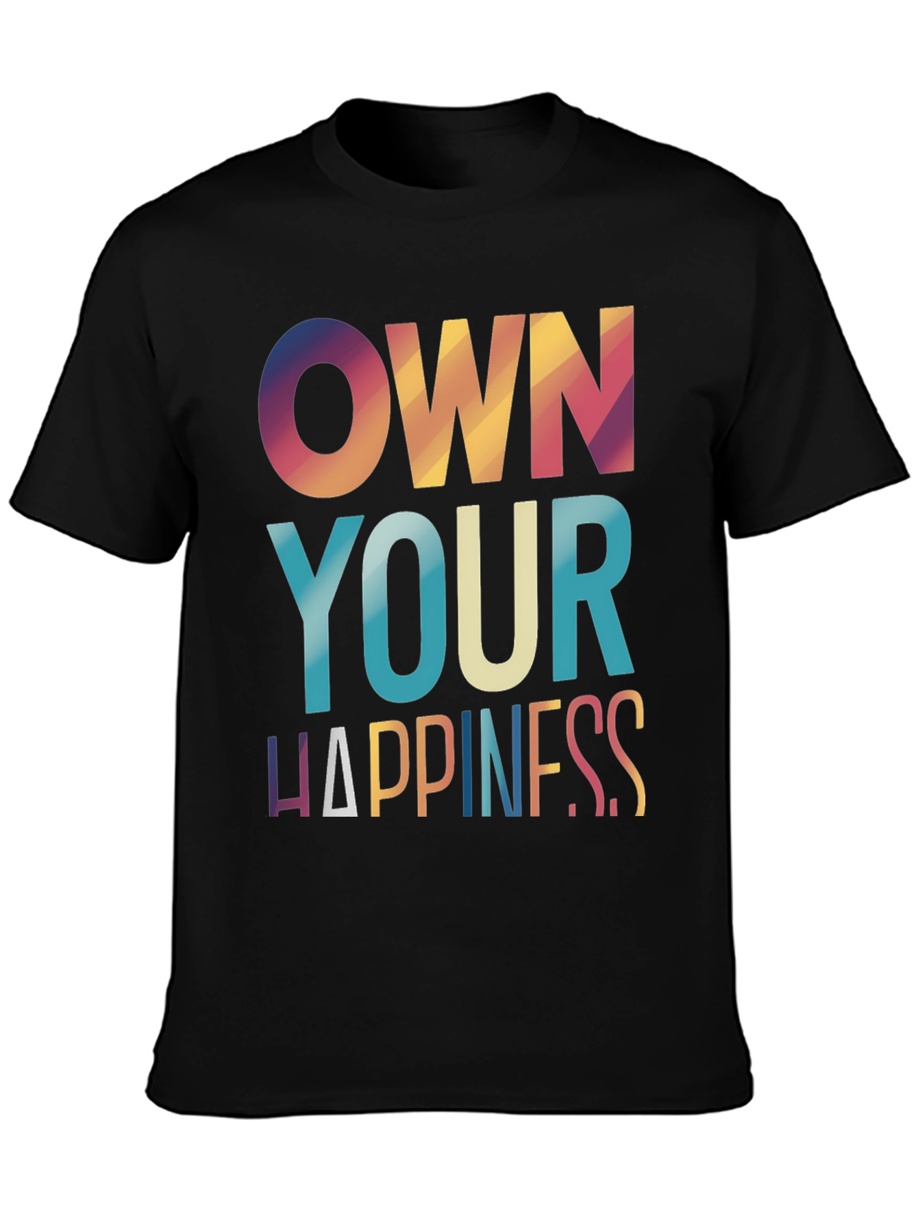 Own Your Happiness Graphic Tee - Black Casual T-Shirt