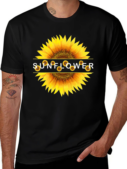 Sunflower Graphic Print Black T-Shirt