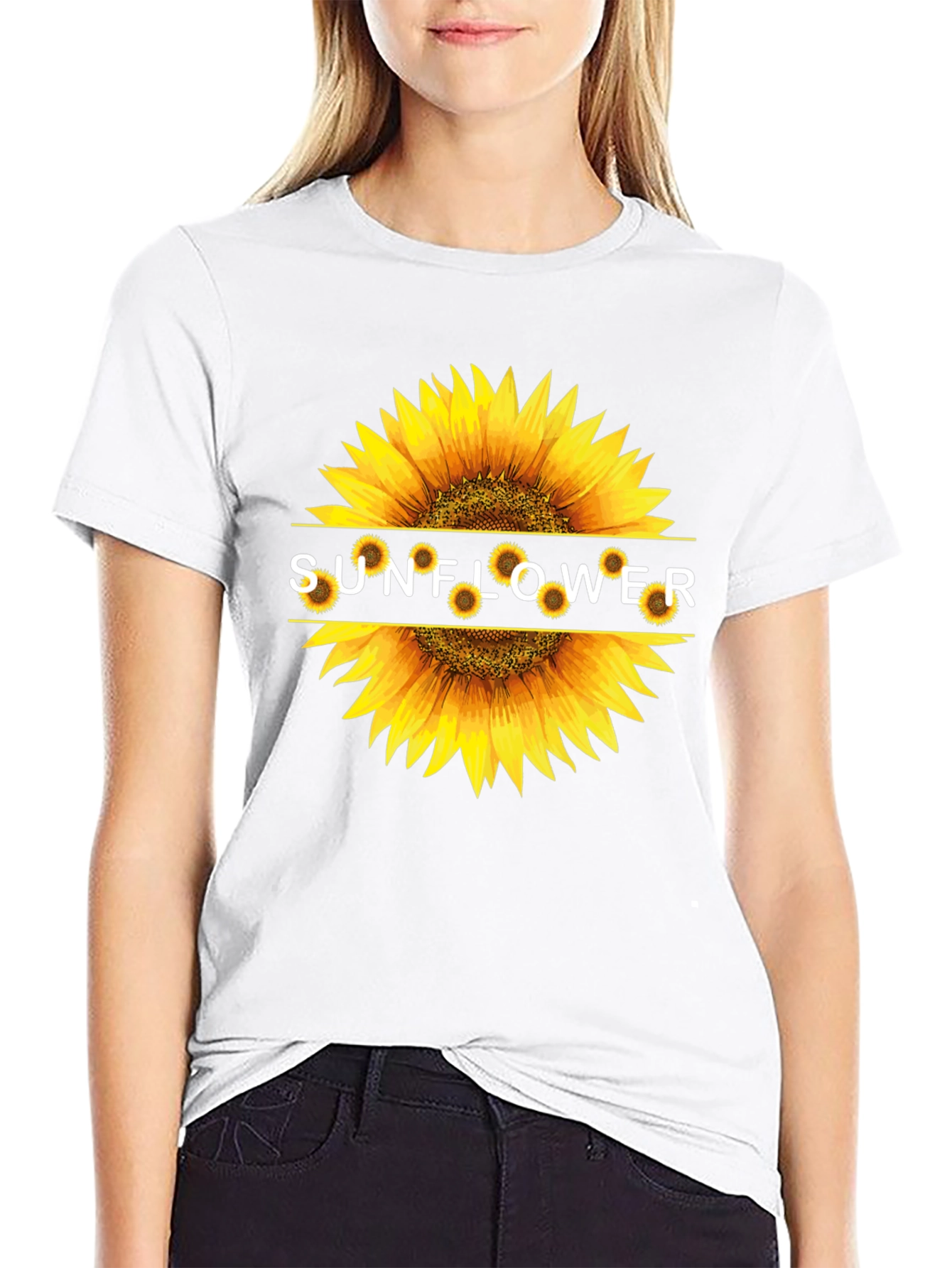 Sunflower Graphic Print Black T-Shirt