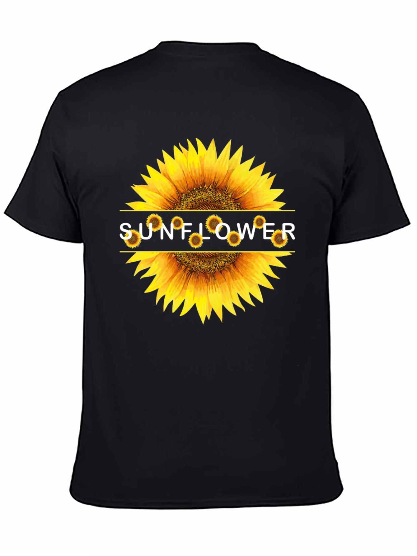 Sunflower Graphic Print Black T-Shirt