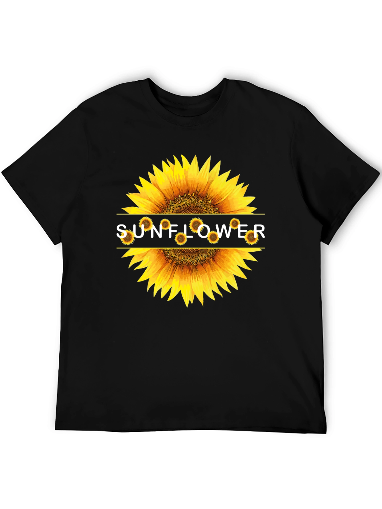 Sunflower Graphic Print Black T-Shirt