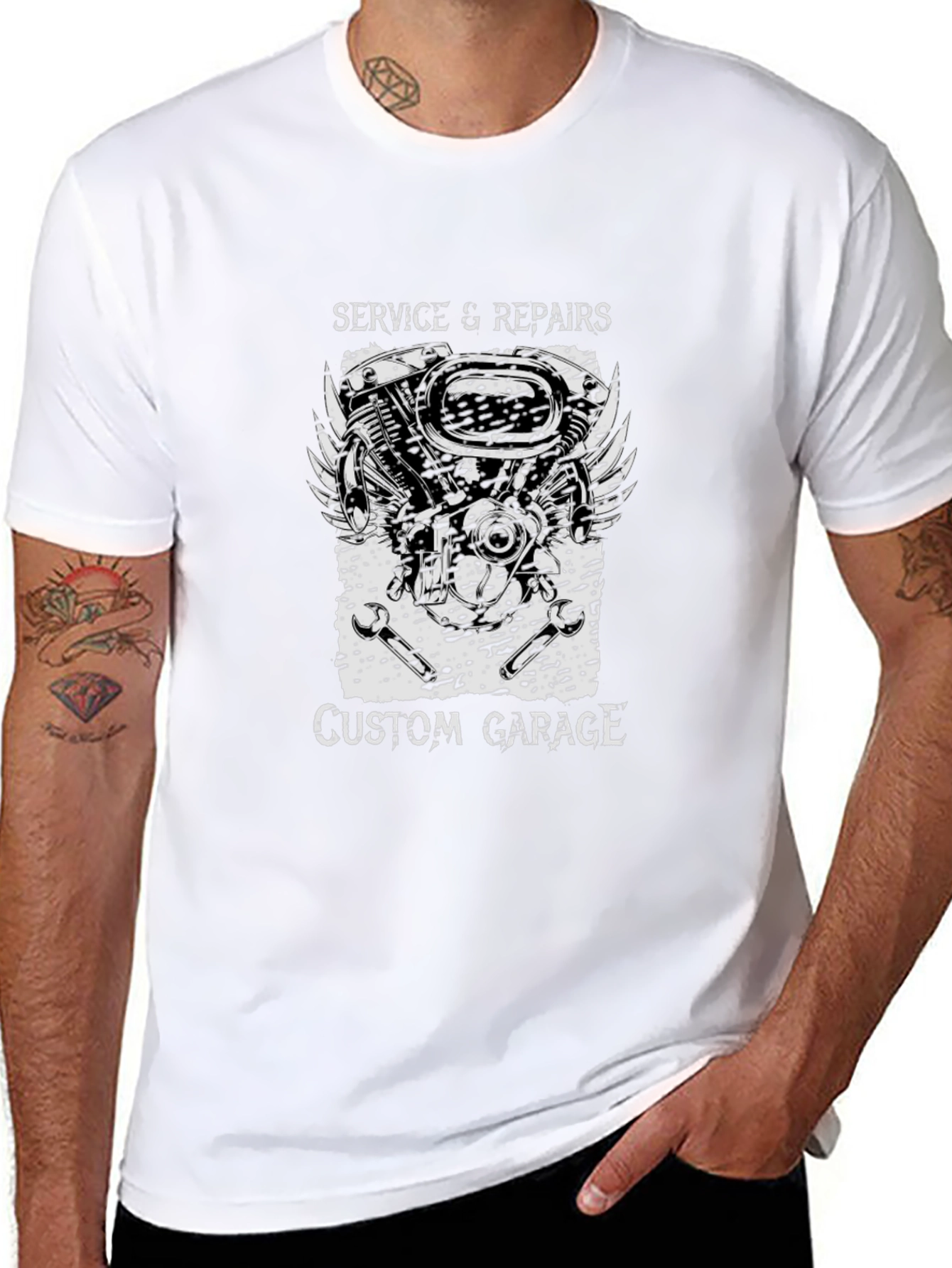 Custom Garage Service & Repair Black T-Shirt