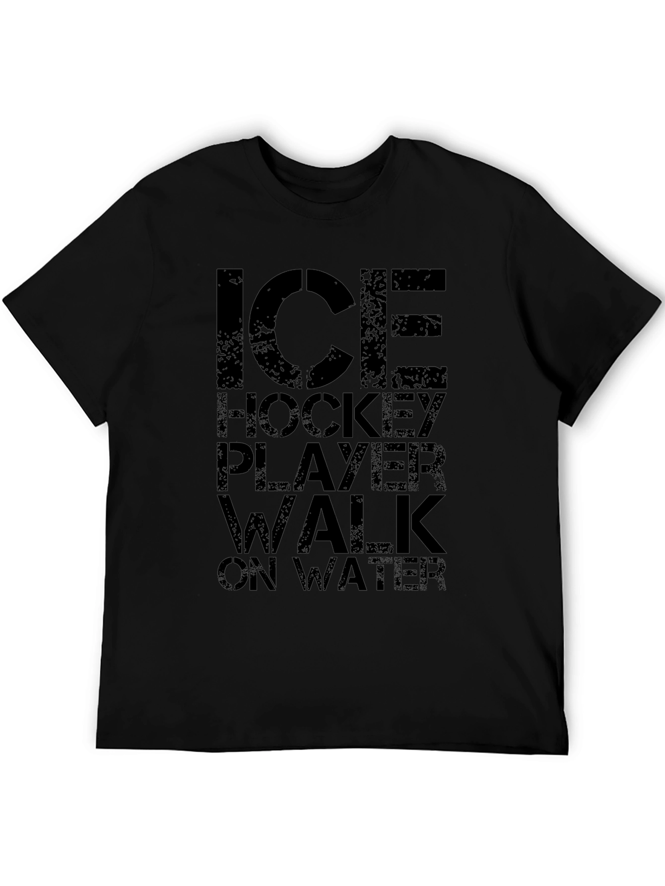 Ice Hockey Player Walk on Water Black T-Shirt
