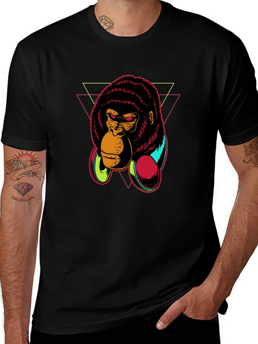 Gorilla Headphone Graphic Black T-Shirt