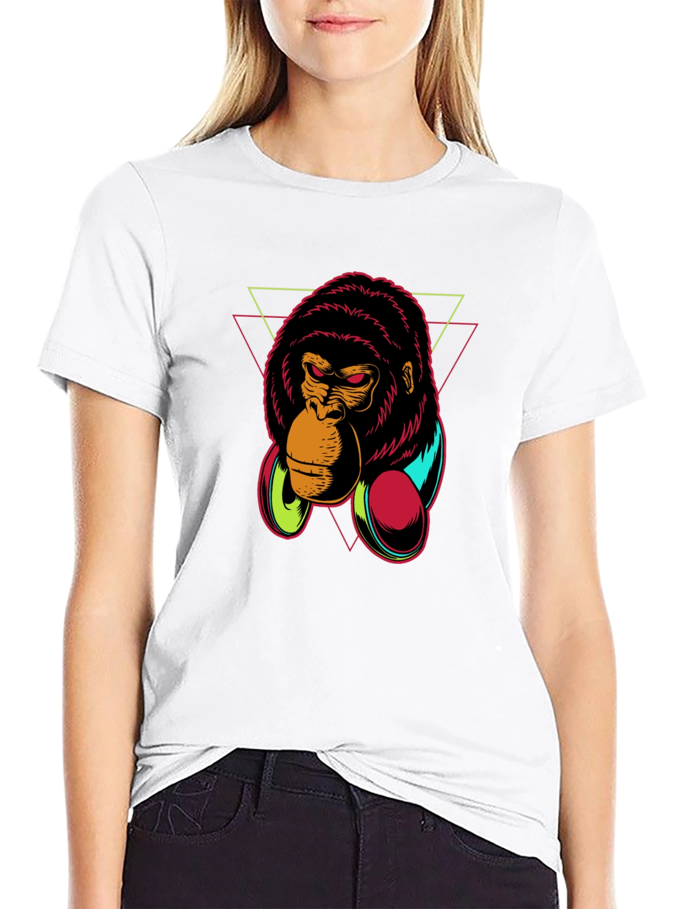 Gorilla Headphone Graphic Black T-Shirt