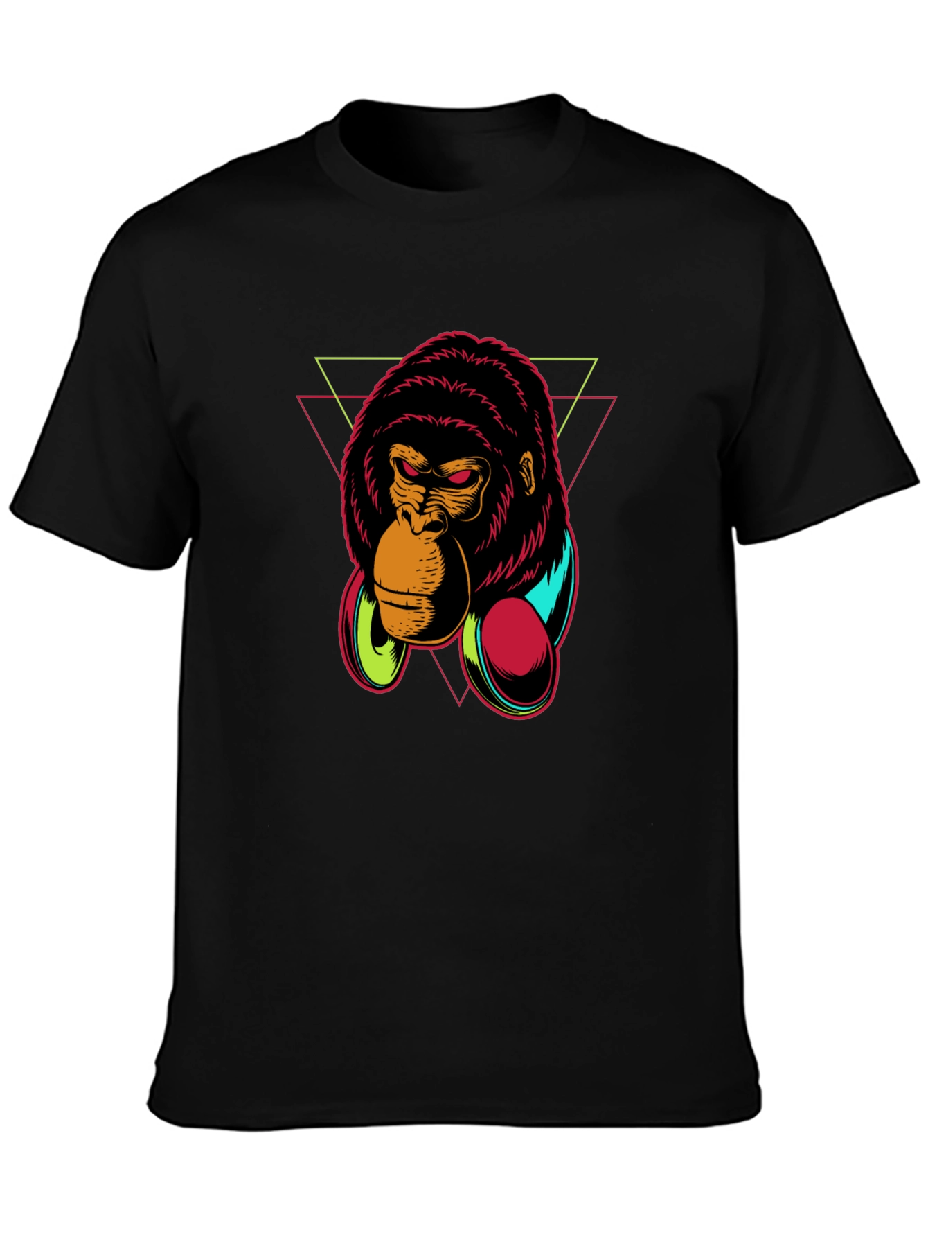 Gorilla Headphone Graphic Black T-Shirt