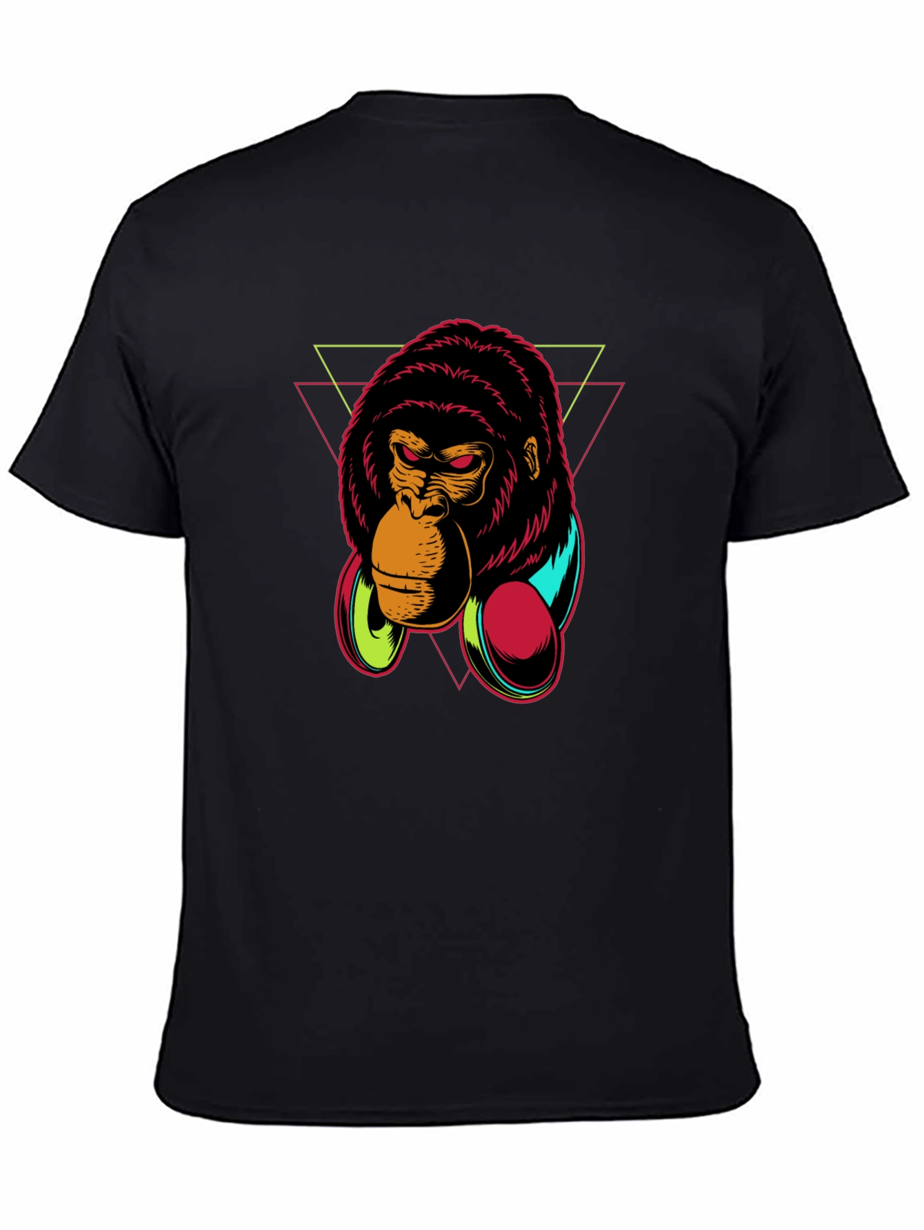 Gorilla Headphone Graphic Black T-Shirt