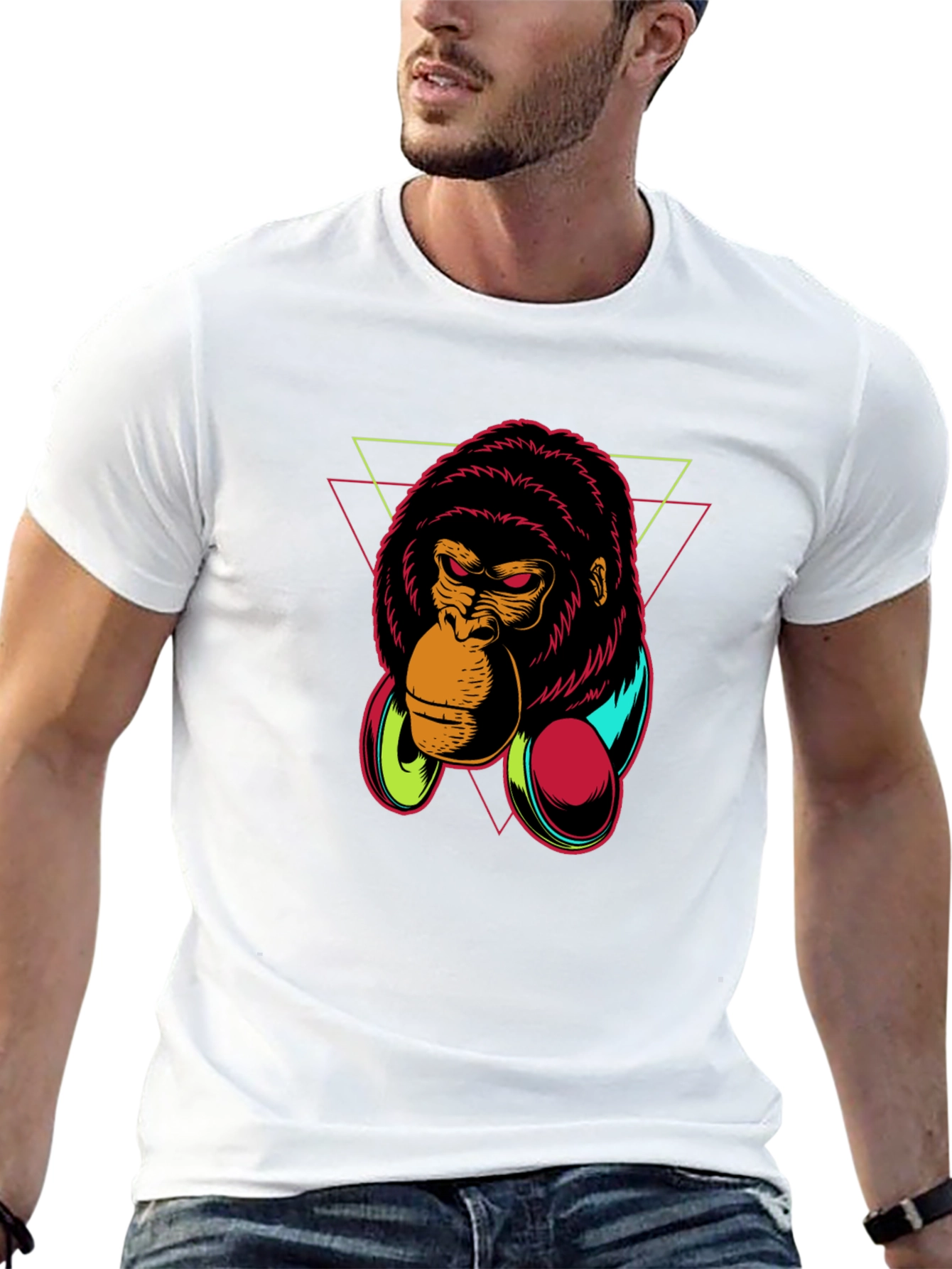 Gorilla Headphone Graphic Black T-Shirt