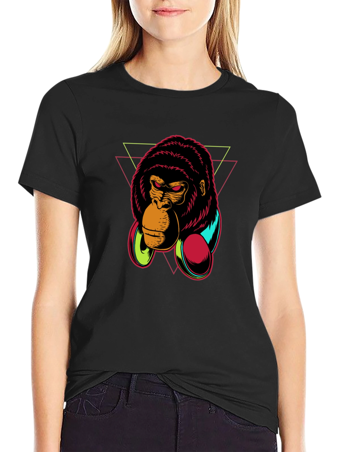 Gorilla Headphone Graphic Black T-Shirt