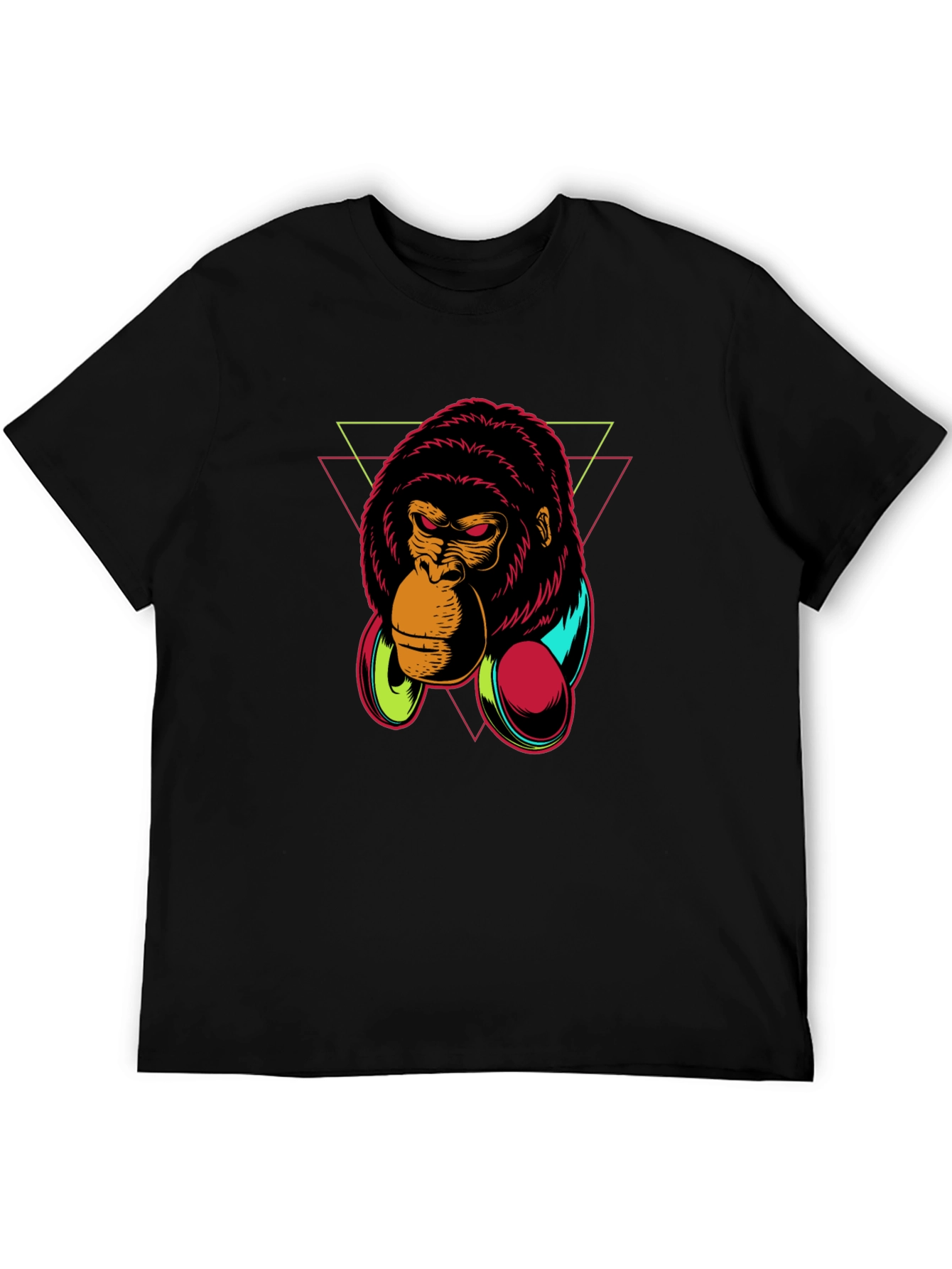 Gorilla Headphone Graphic Black T-Shirt