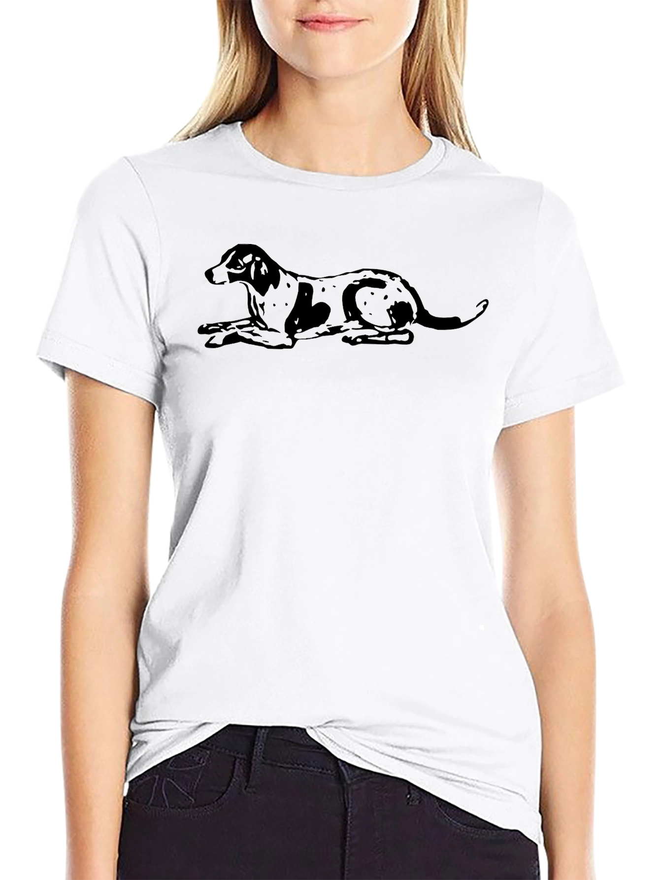 Dog Graphic Print Black T-Shirt