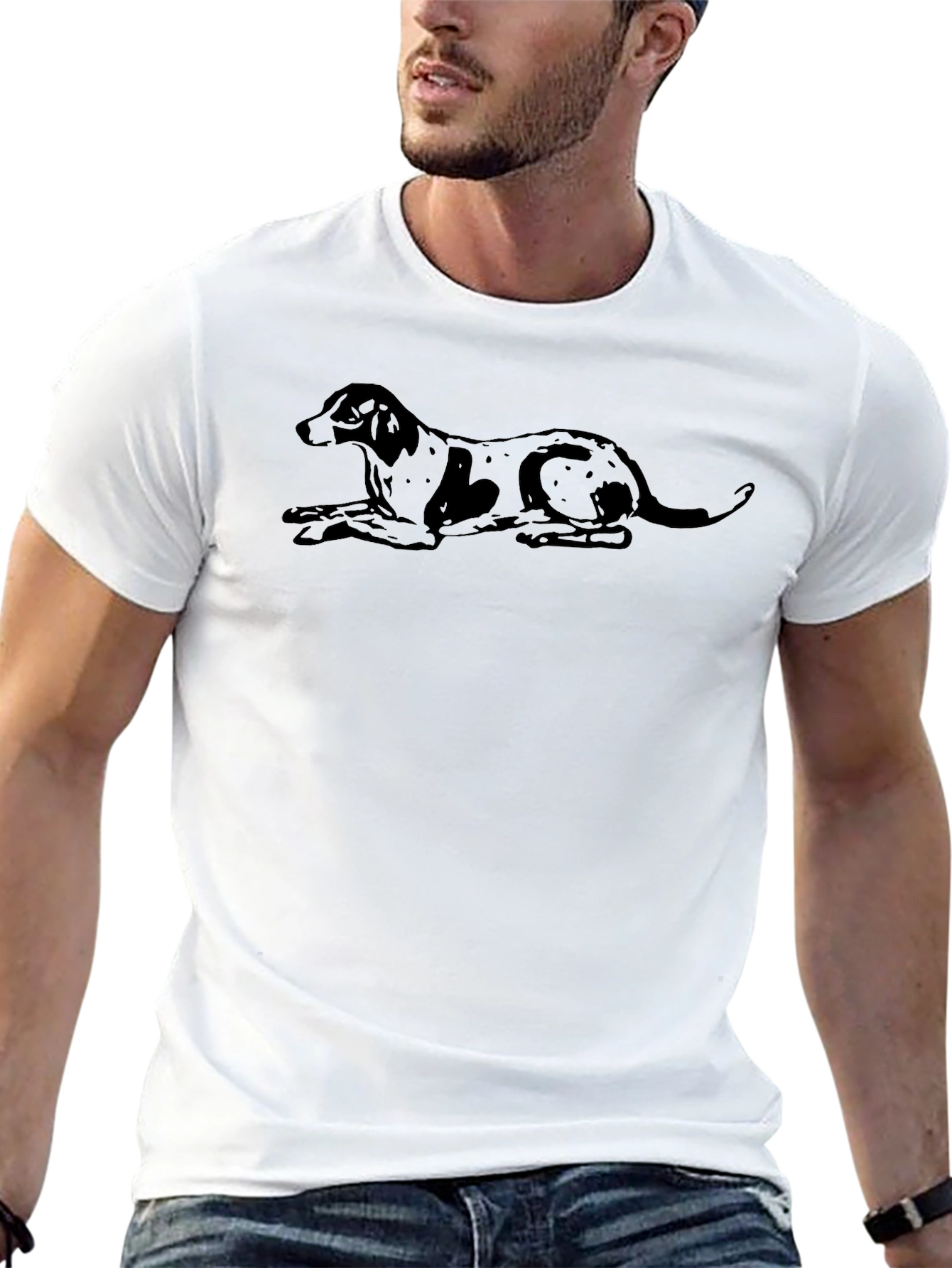 Dog Graphic Print Black T-Shirt