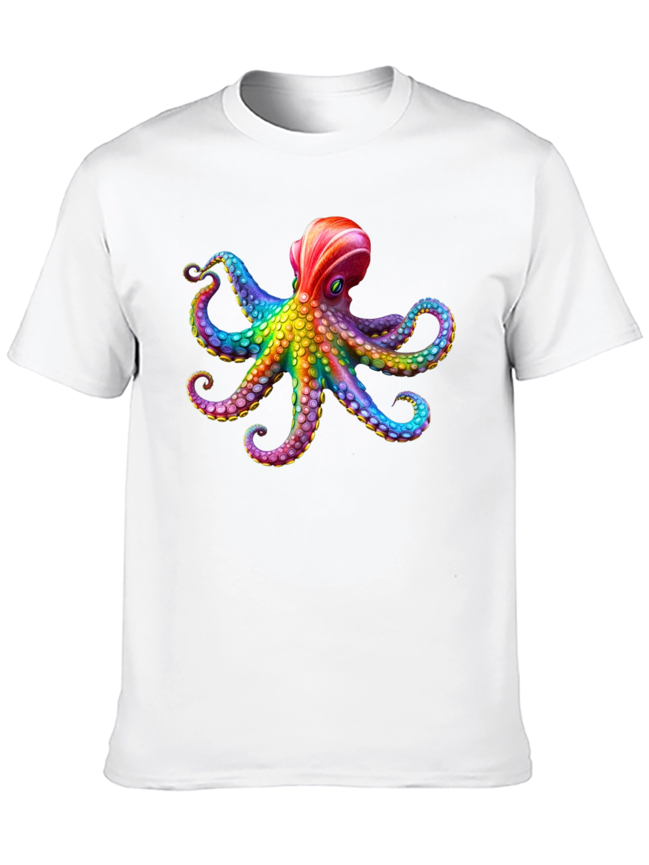Rainbow Octopus Graphic Black T-Shirt