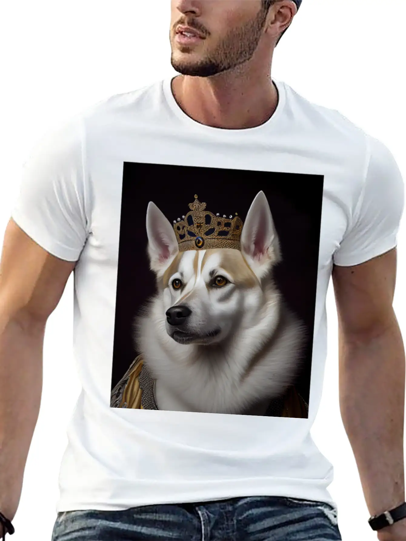 Kishu Dog Breed Portrait Royal Renaissance Animal Unisex Casual T-Shirt – Clean Design For Daily Comfort