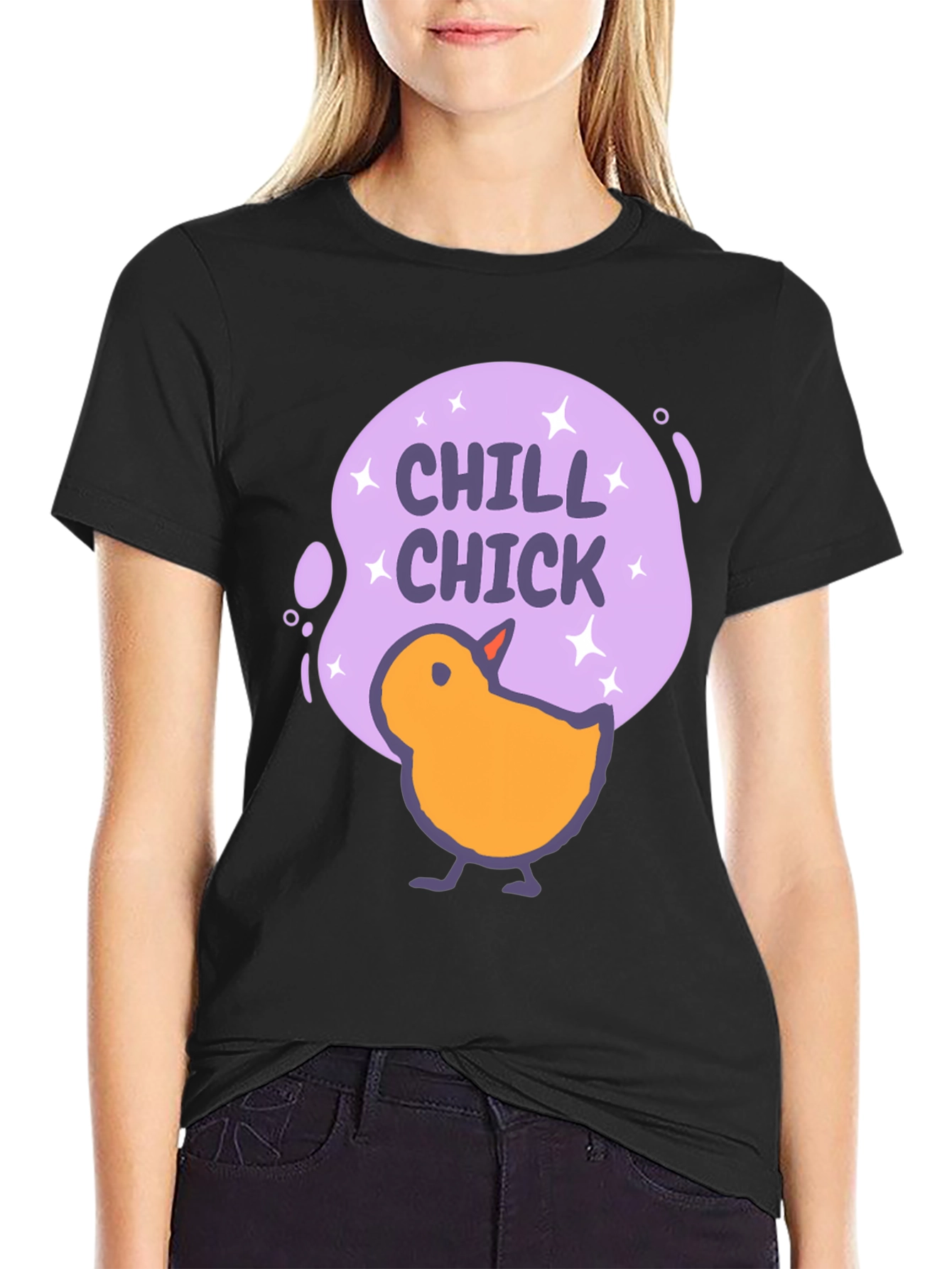 Chill Chick Graphic Tee - Comfy Black T-Shirt