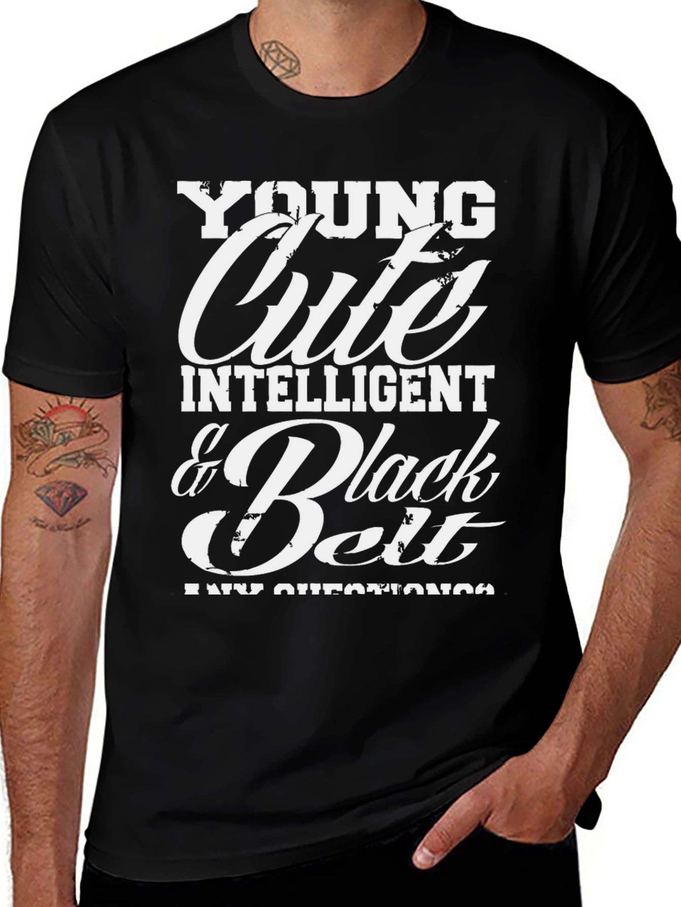 Young Cute Intelligent Black Belt T-Shirt