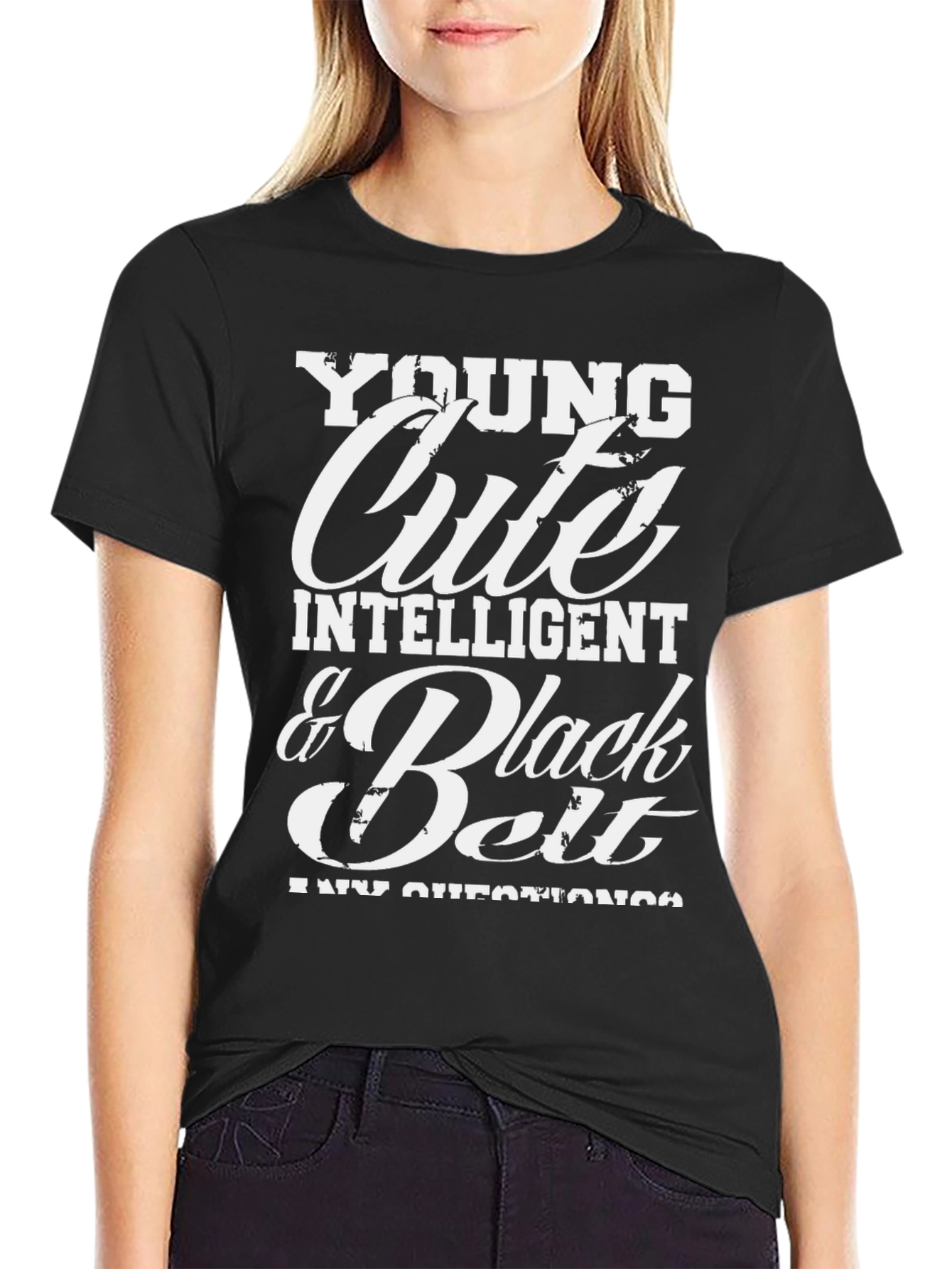 Young Cute Intelligent Black Belt T-Shirt