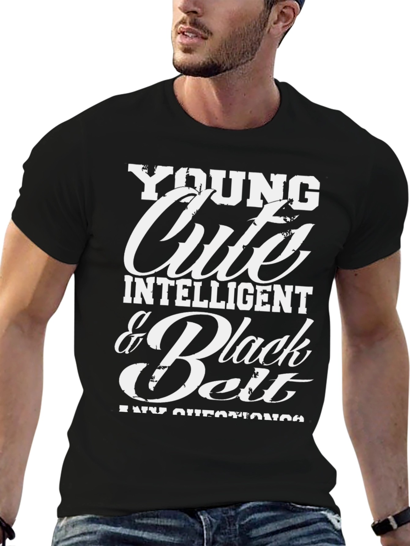 Young Cute Intelligent Black Belt T-Shirt