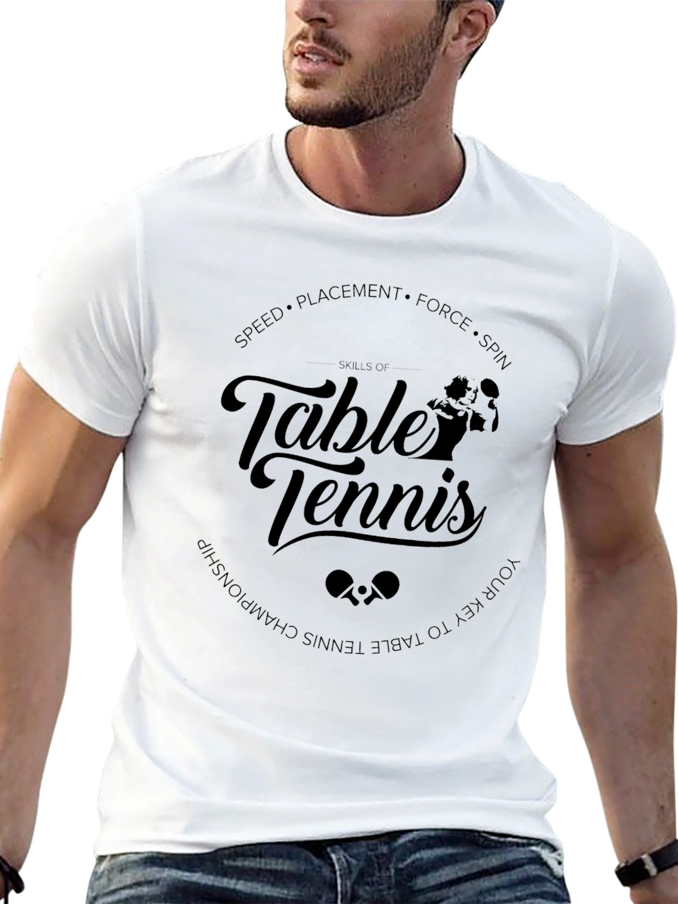 Skills of Table Tennis Black Graphic T-Shirt