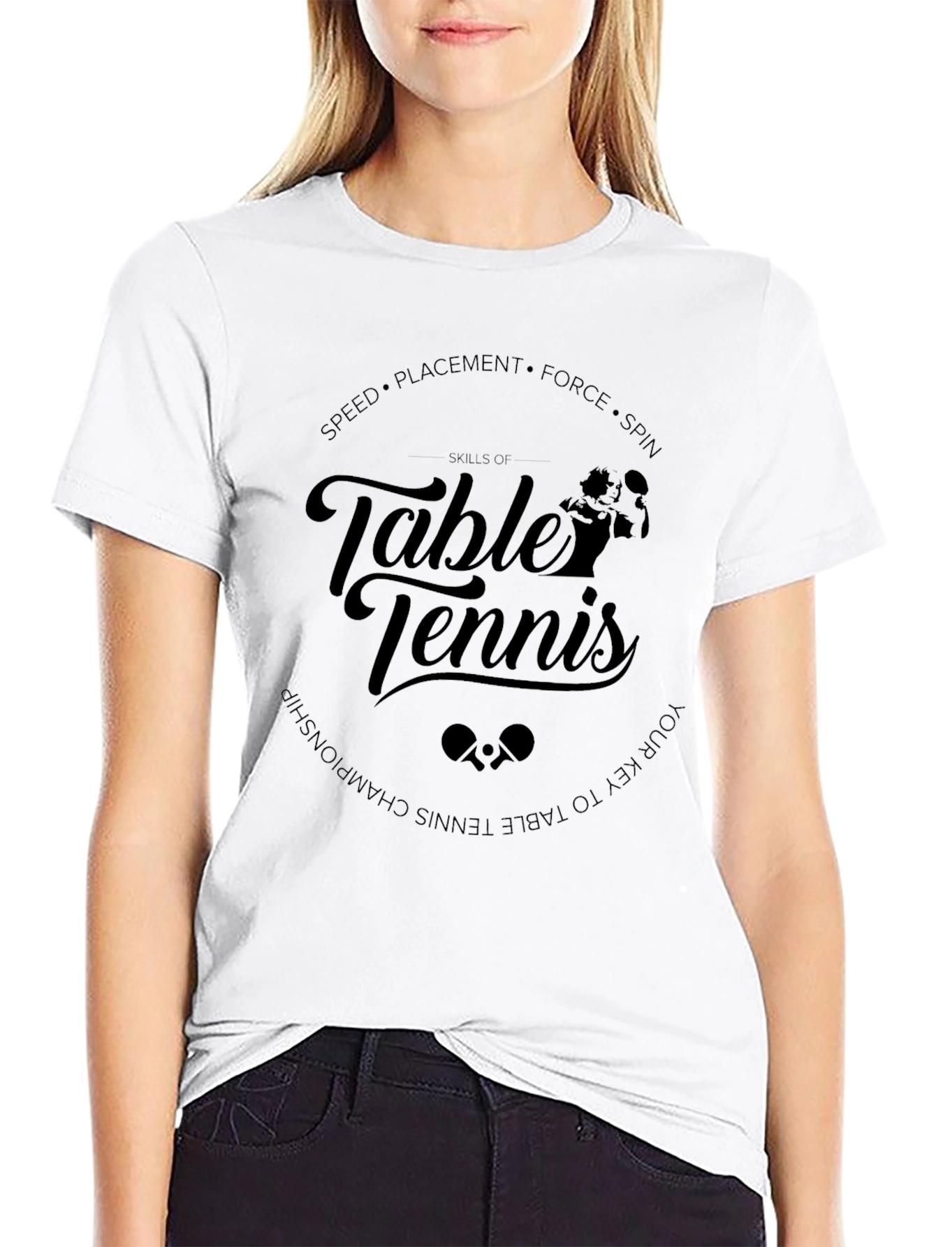Skills of Table Tennis Black Graphic T-Shirt