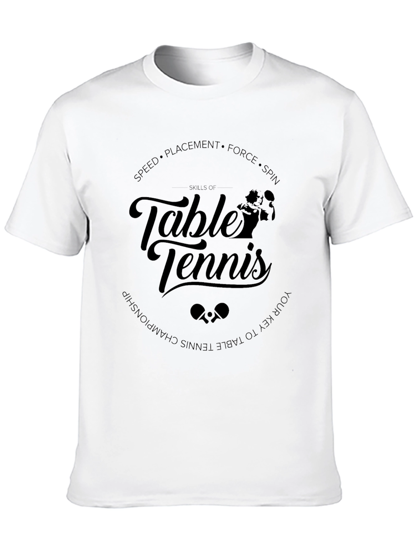 Skills of Table Tennis Black Graphic T-Shirt