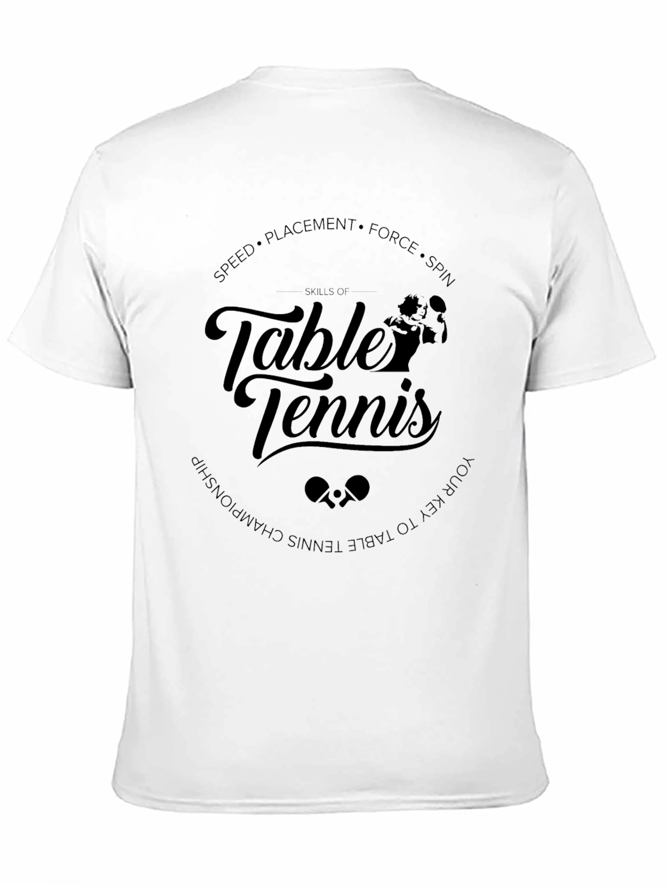 Skills of Table Tennis Black Graphic T-Shirt