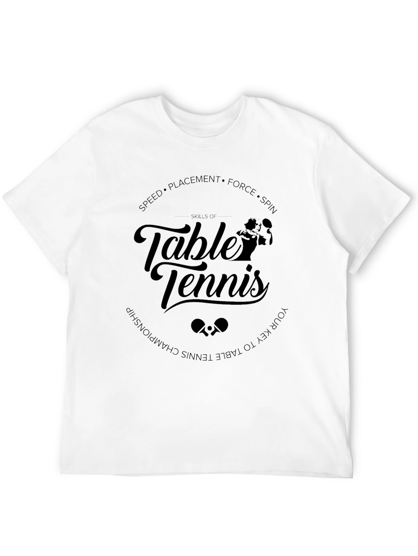 Skills of Table Tennis Black Graphic T-Shirt