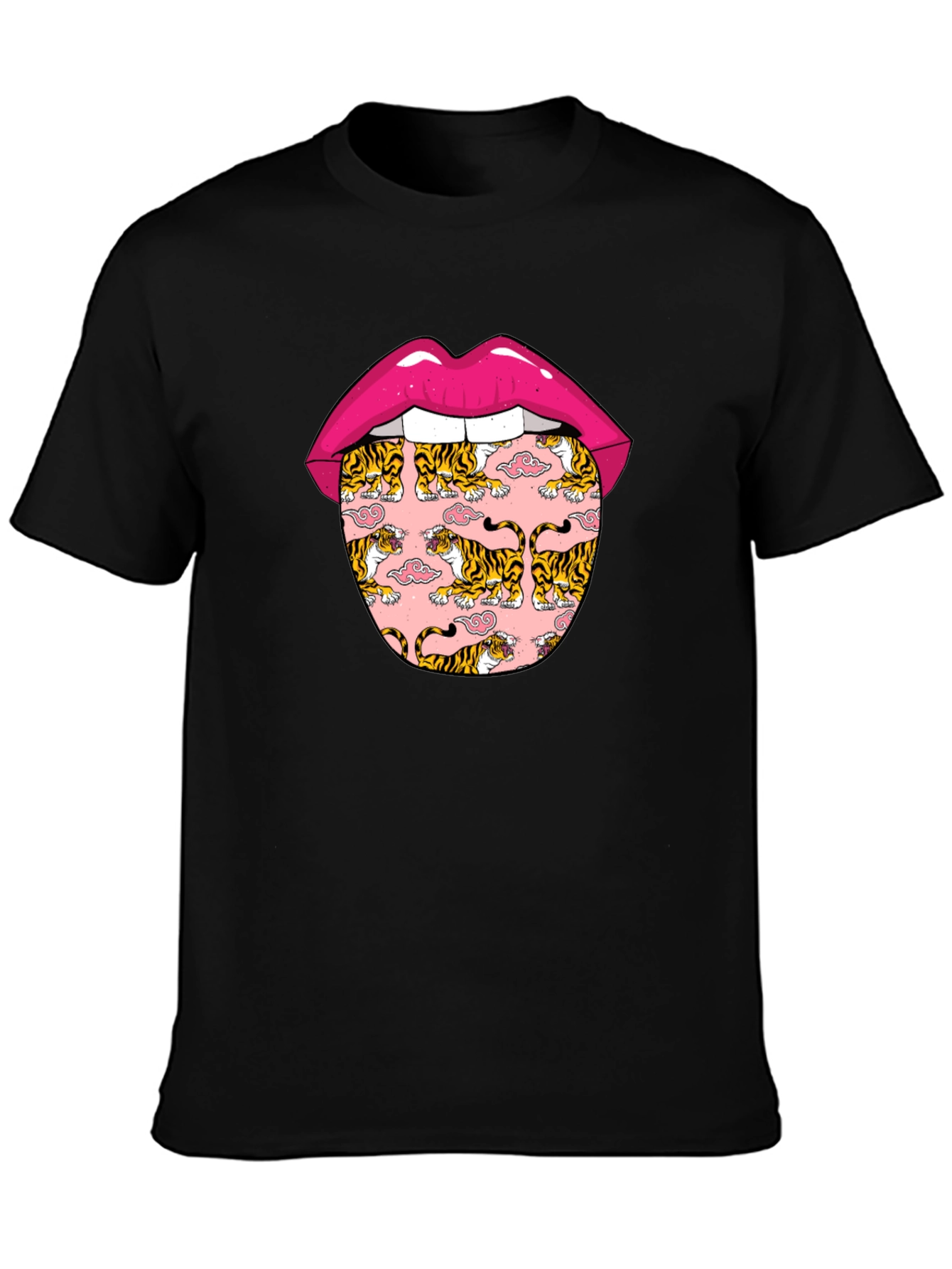 Tiger Tongue Graphic Tee - Black Unisex T-Shirt