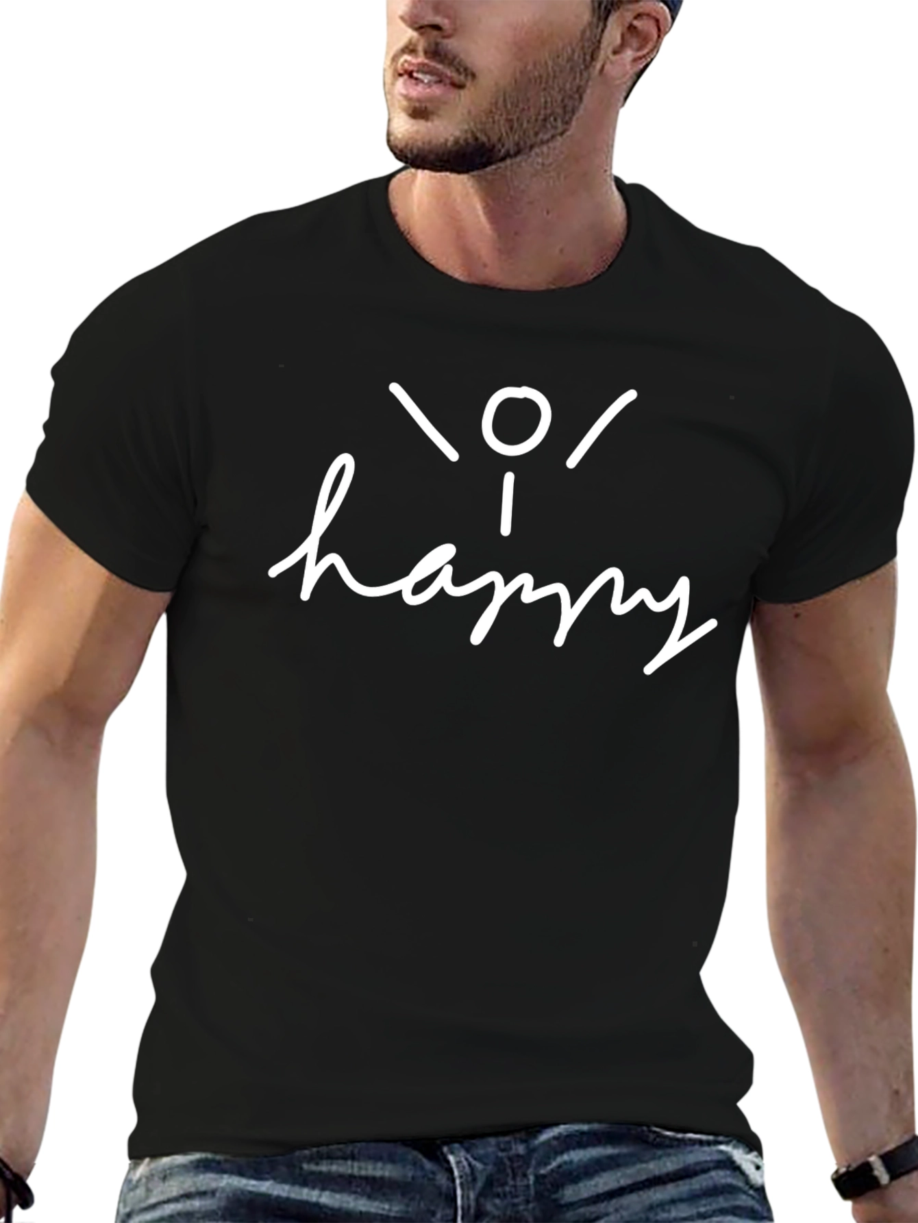 Happy Graphic Tee - Black Relaxed Fit