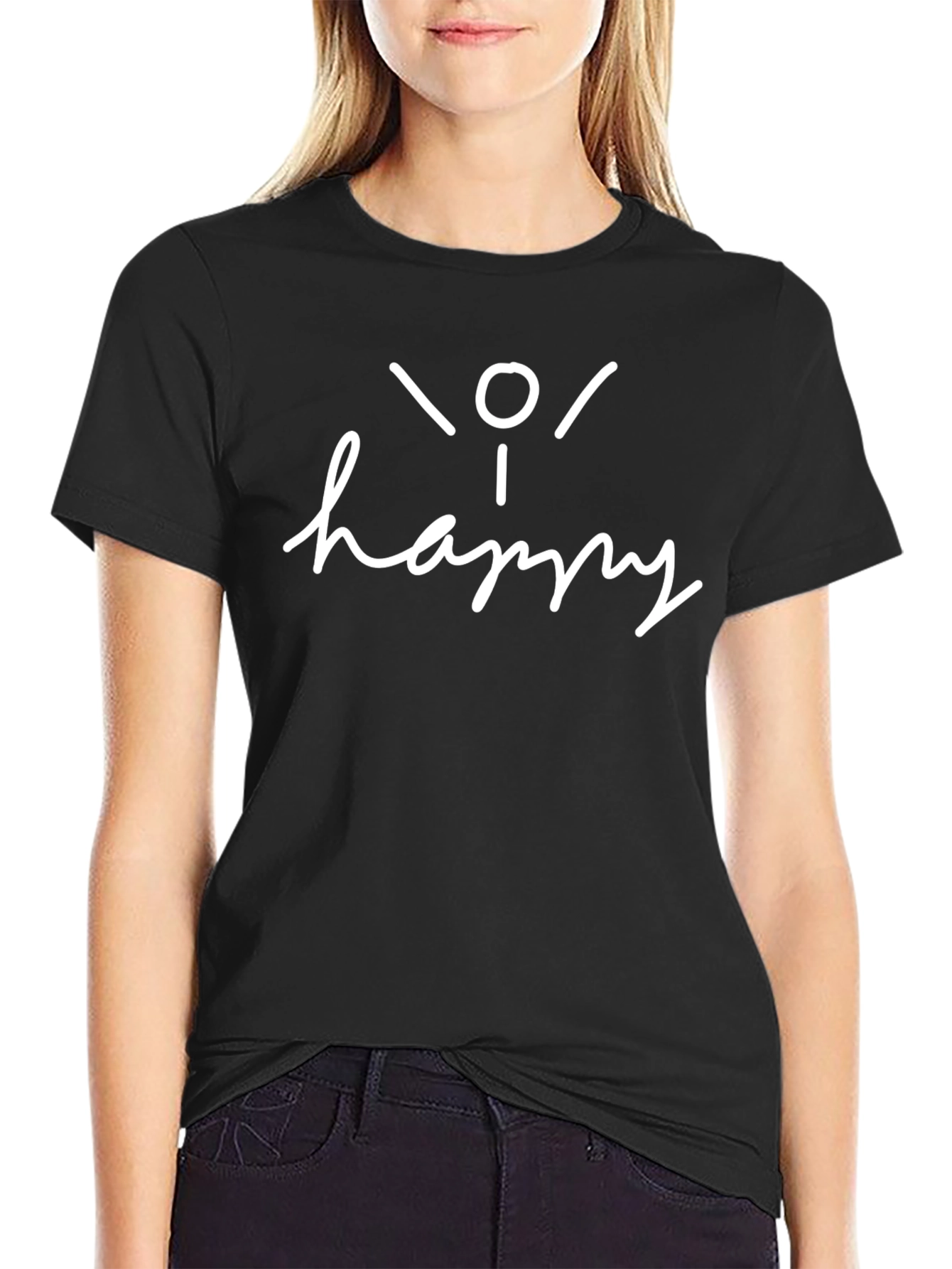 Happy Graphic Tee - Black Relaxed Fit