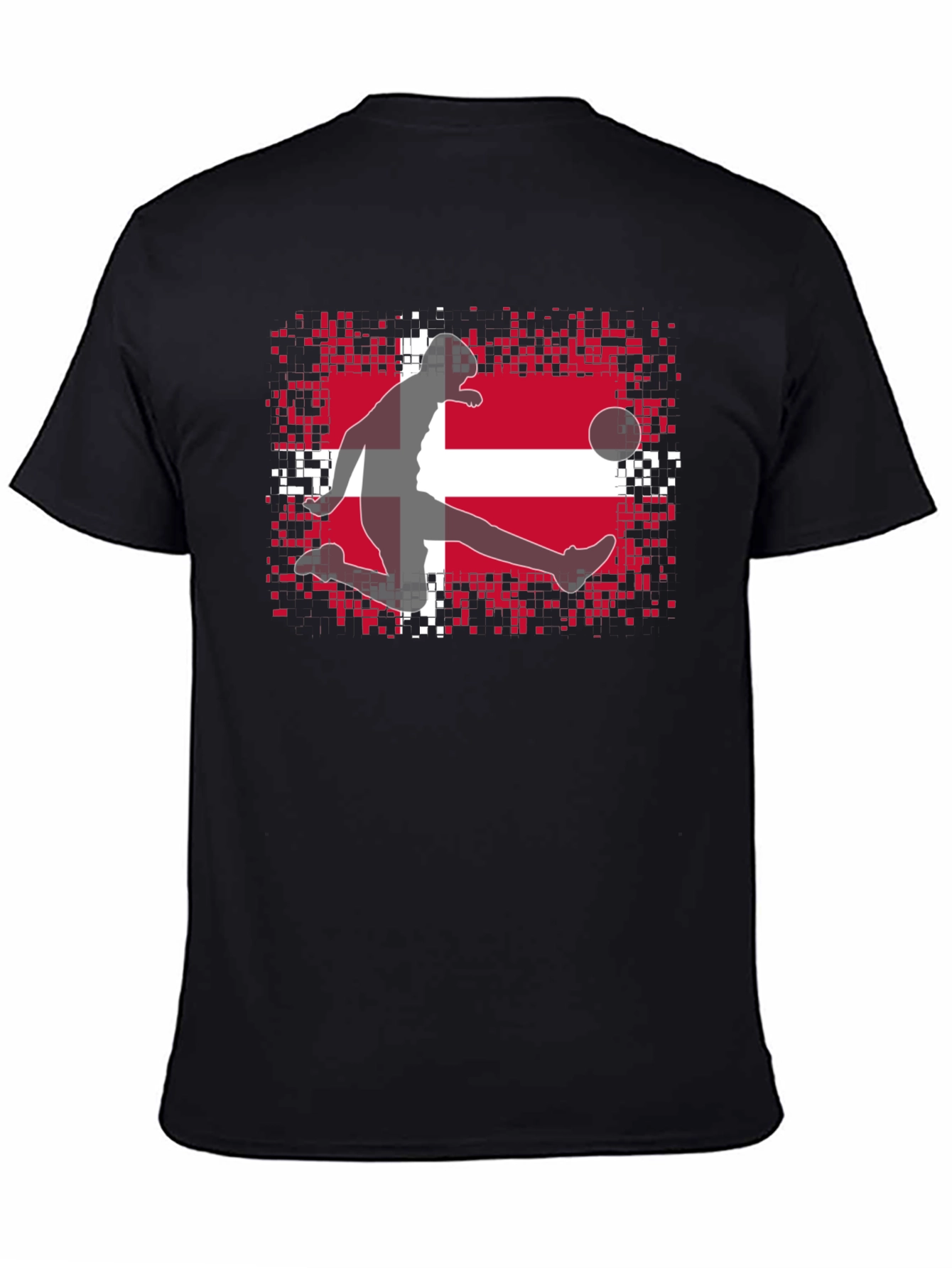 Denmark Flag Soccer Black T-Shirt