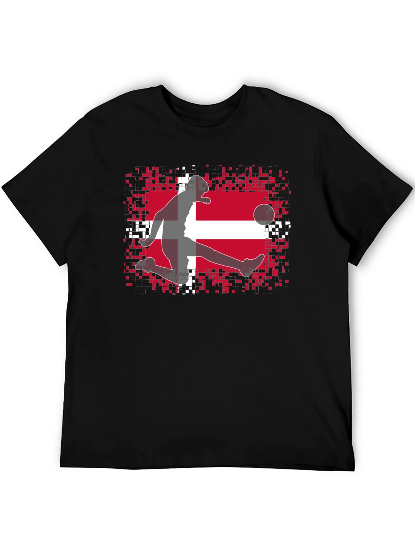 Denmark Flag Soccer Black T-Shirt